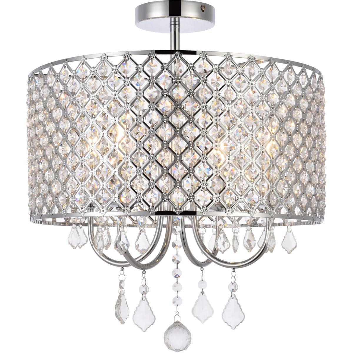 Living District 4-Light Metal Flush Mount, Chrome Finish, Model LD710F17C