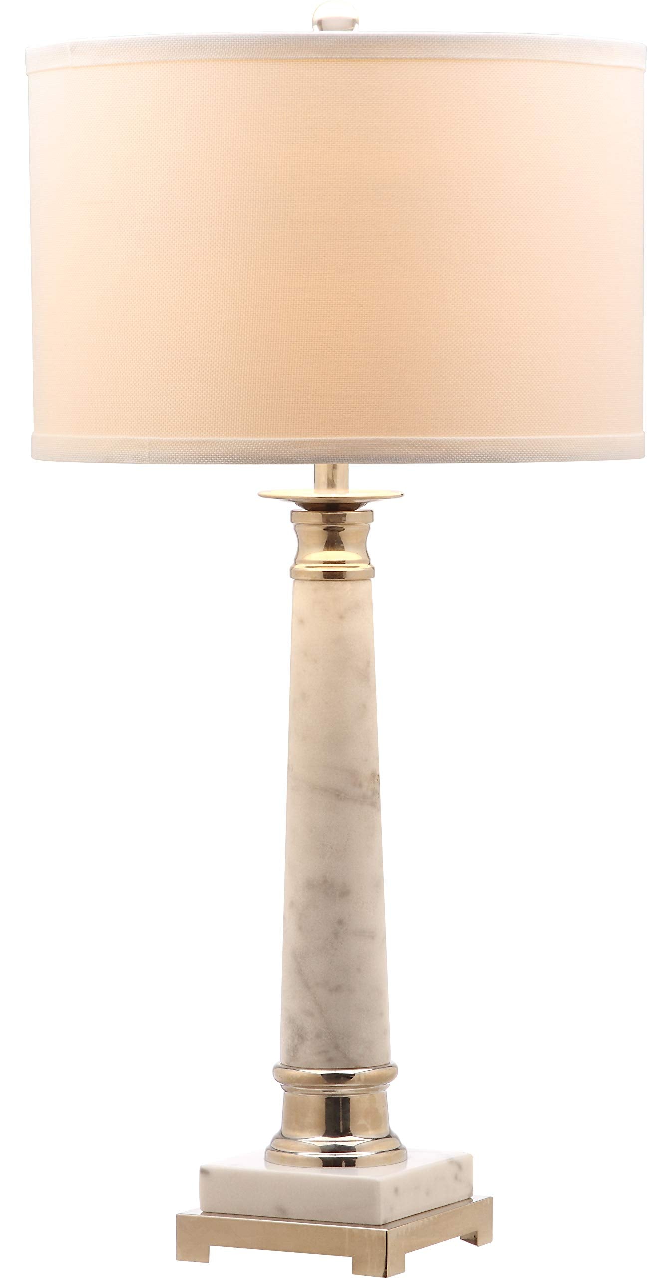 SAFAVIEH Lighting Collection Colleen Modern White Marble 31-inch Bedroom Living Room Home Office Desk Nightstand Table Lamp Set 