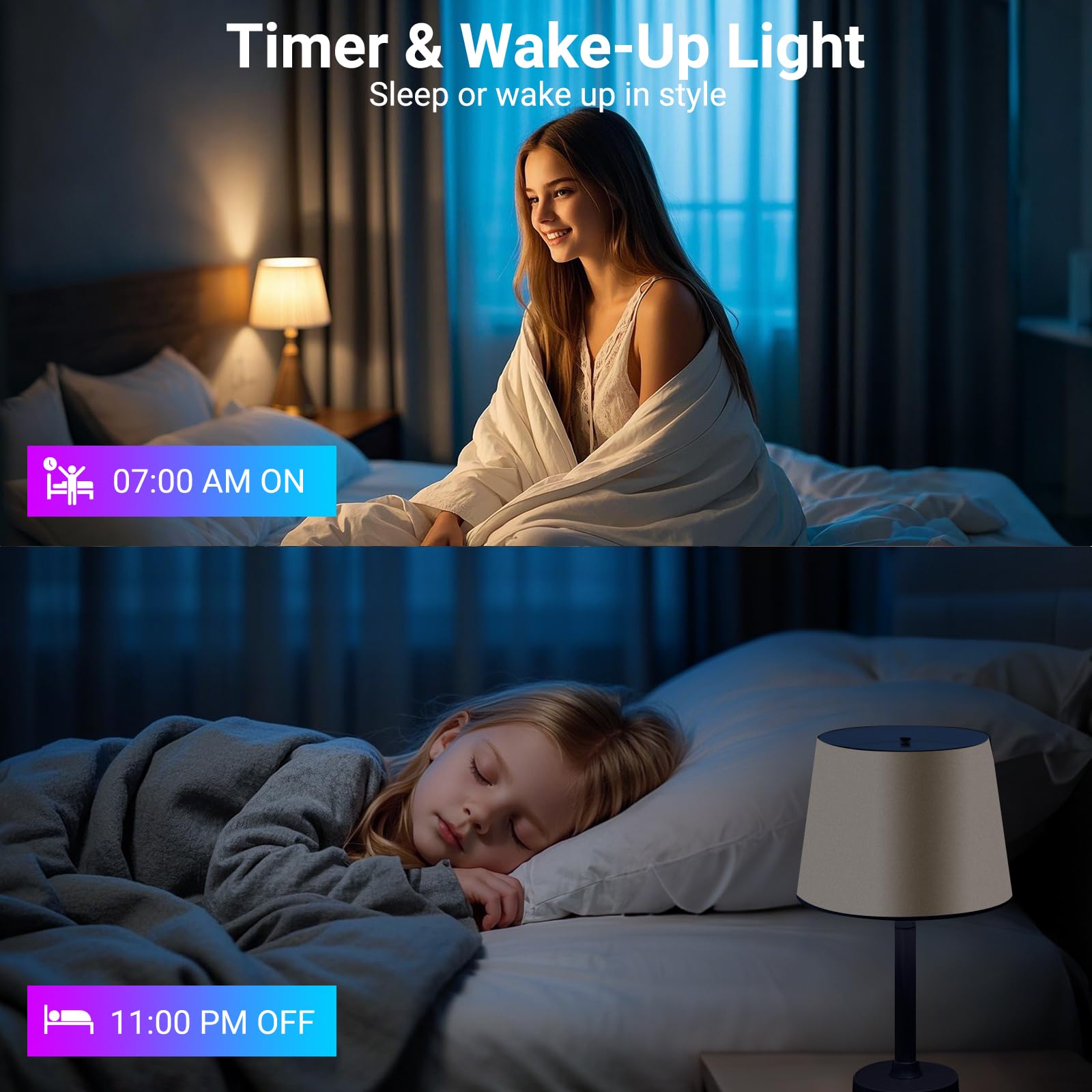 Tjoy 4 Pack Smart Light Bulbs, Bluetooth Wifi Led Bulb Work With Alexa &Google Assistant, Rgb Color Changing Alexa Bulbs, Music