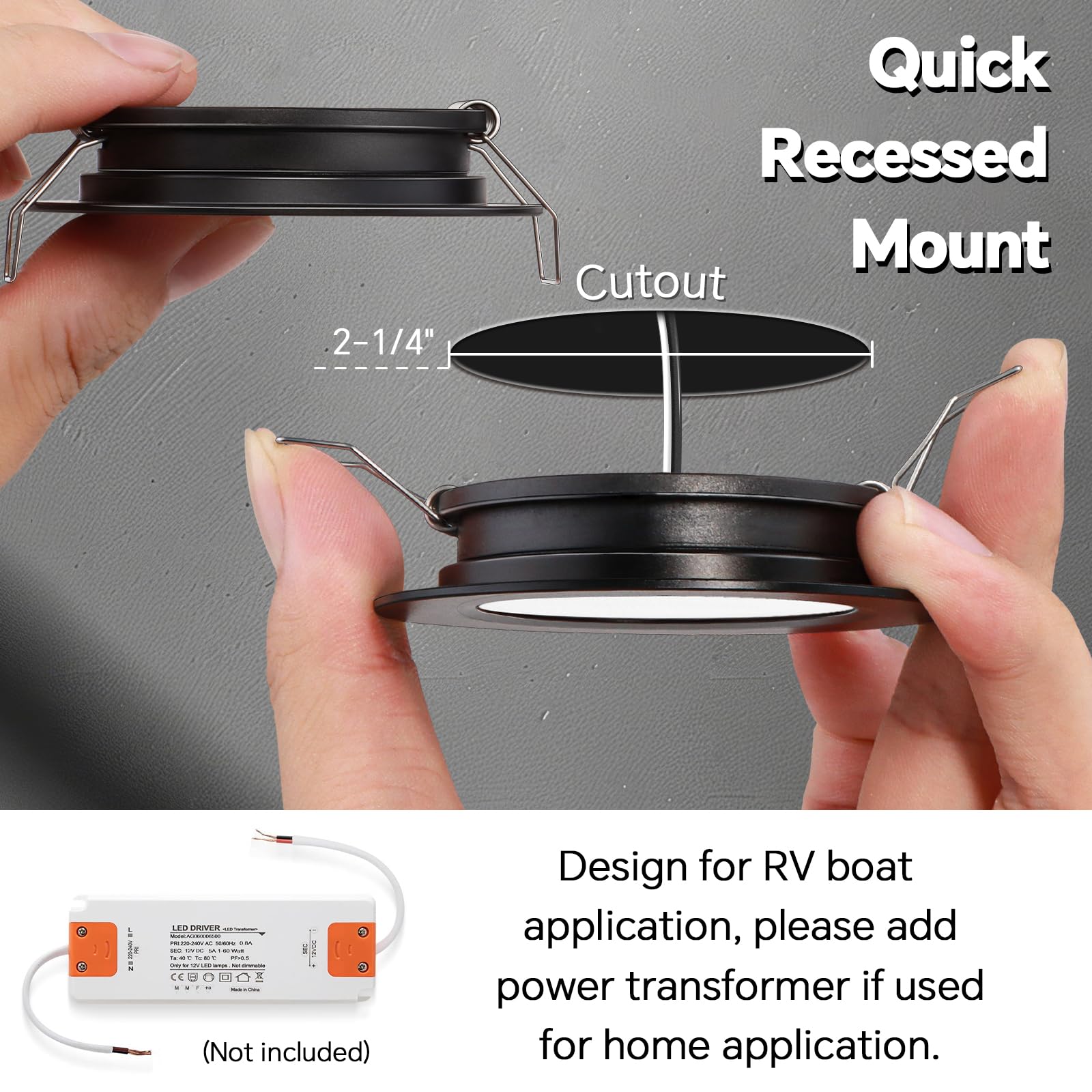 Acegoo Rv 2.75'' Recessed Led Ceiling Light 12V Ultra-Thin Puck Light, Dimmable Rv Lights Interior For Camper Van Truck Motorhom