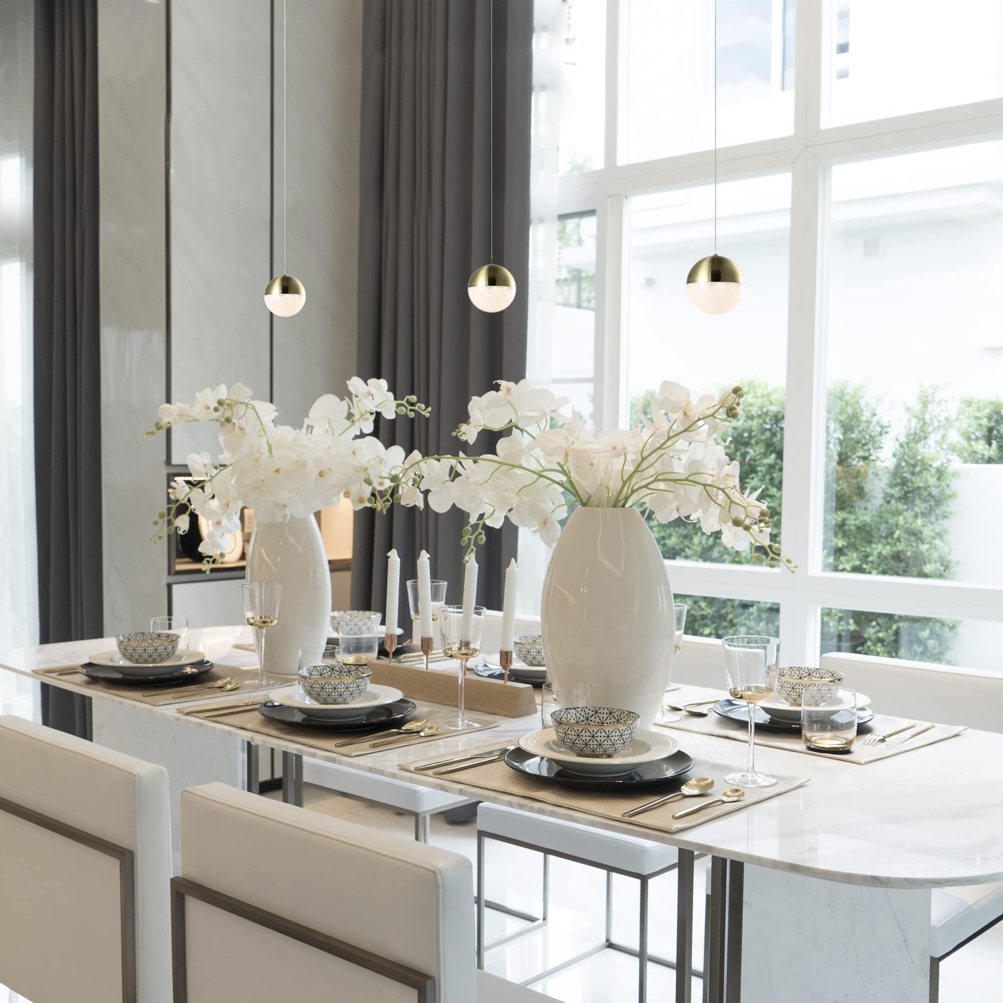 Vonn Lighting Ravello 5&quot; Led Pendant Light, Adjustable Brass Globe Shade, Etl Certified