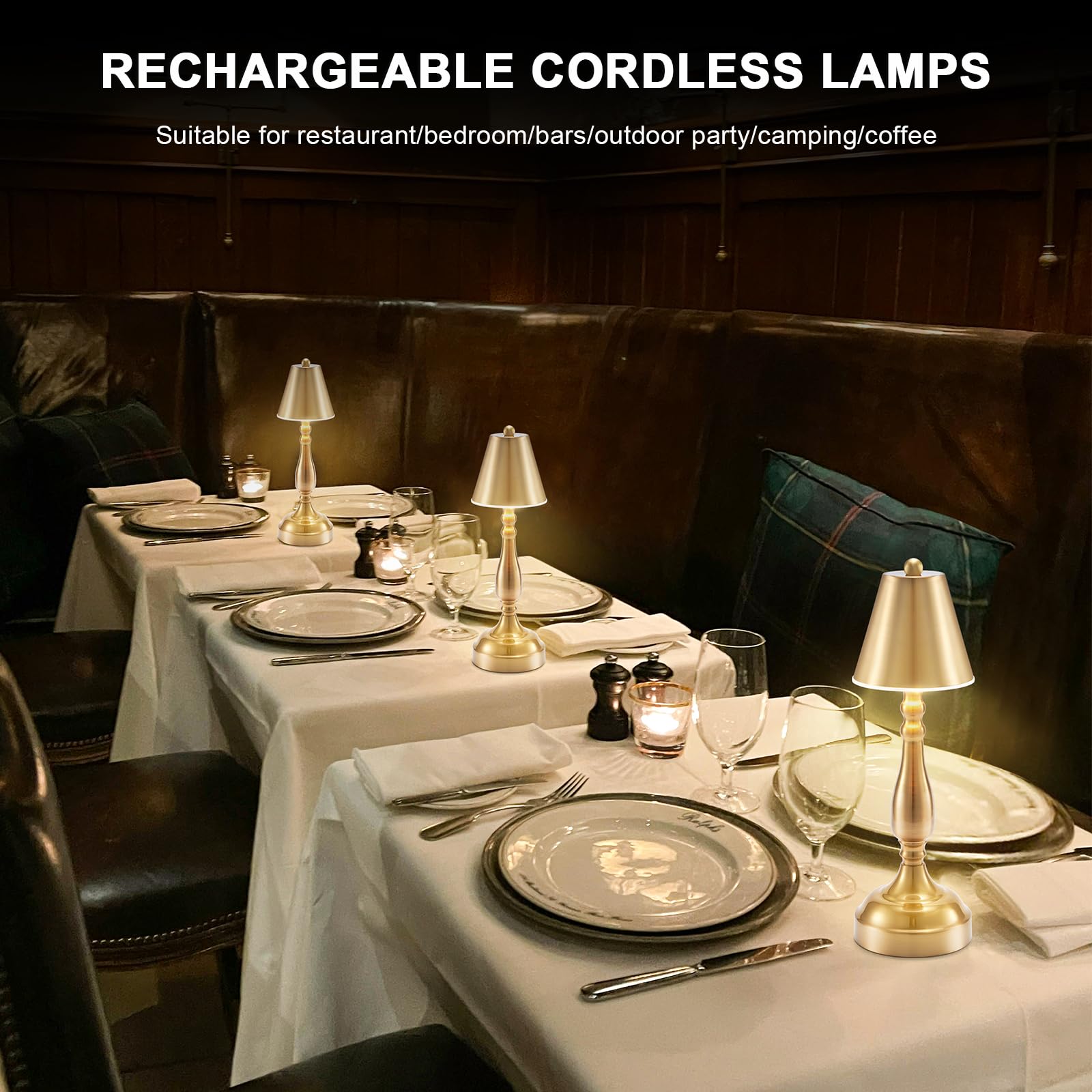 Cordless Rechargeable Table Lamp,5000Mah Battery Operated Lamps Cordless, Portable Small Brass Desk Lamp,3 Color Touch Stepless