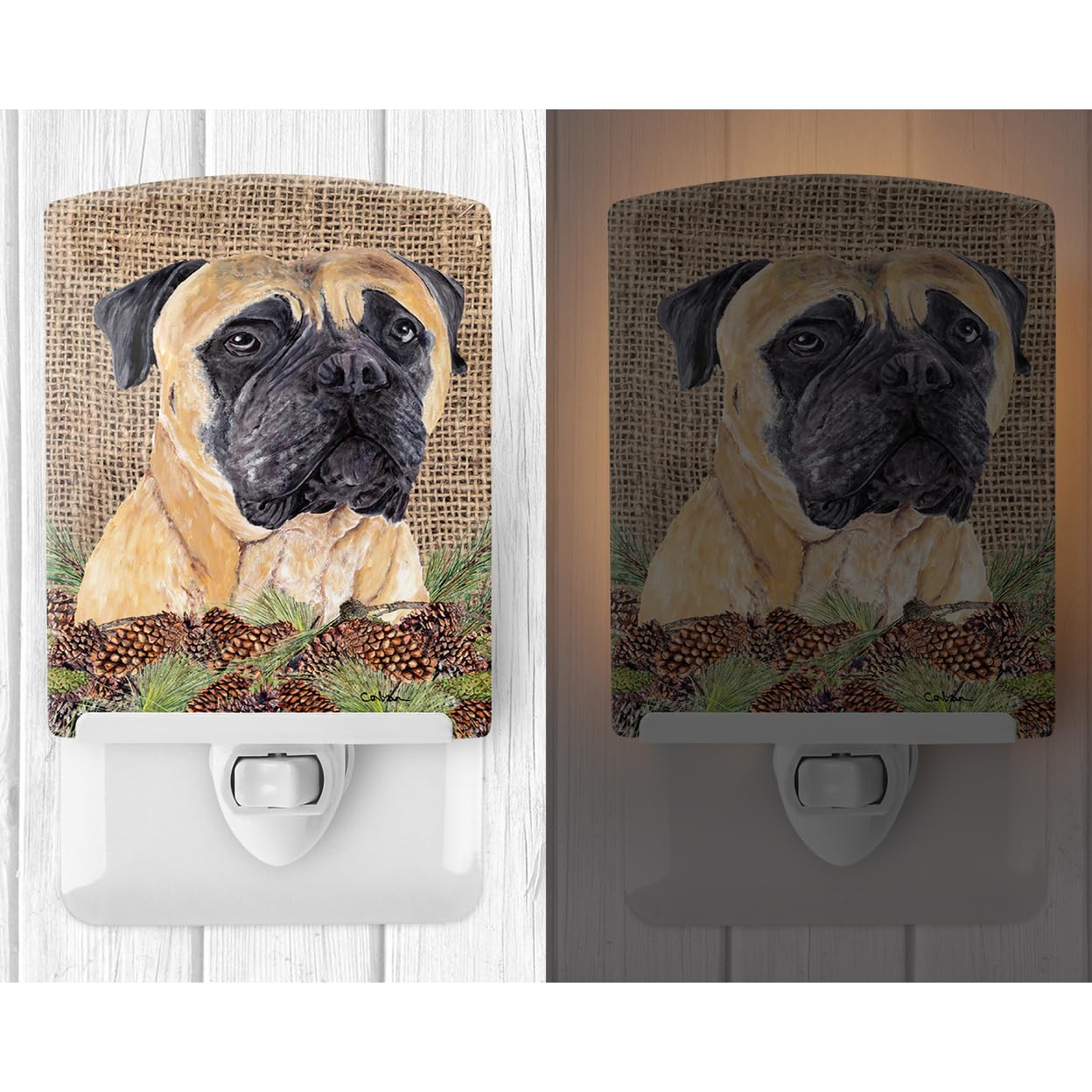 Carolines Treasures Ceramic Night Light, Mastiff Design, UL-Certified, 6x4x3 inches, Ideal for Bedroom, Bathroom, Nursery, Multicolor