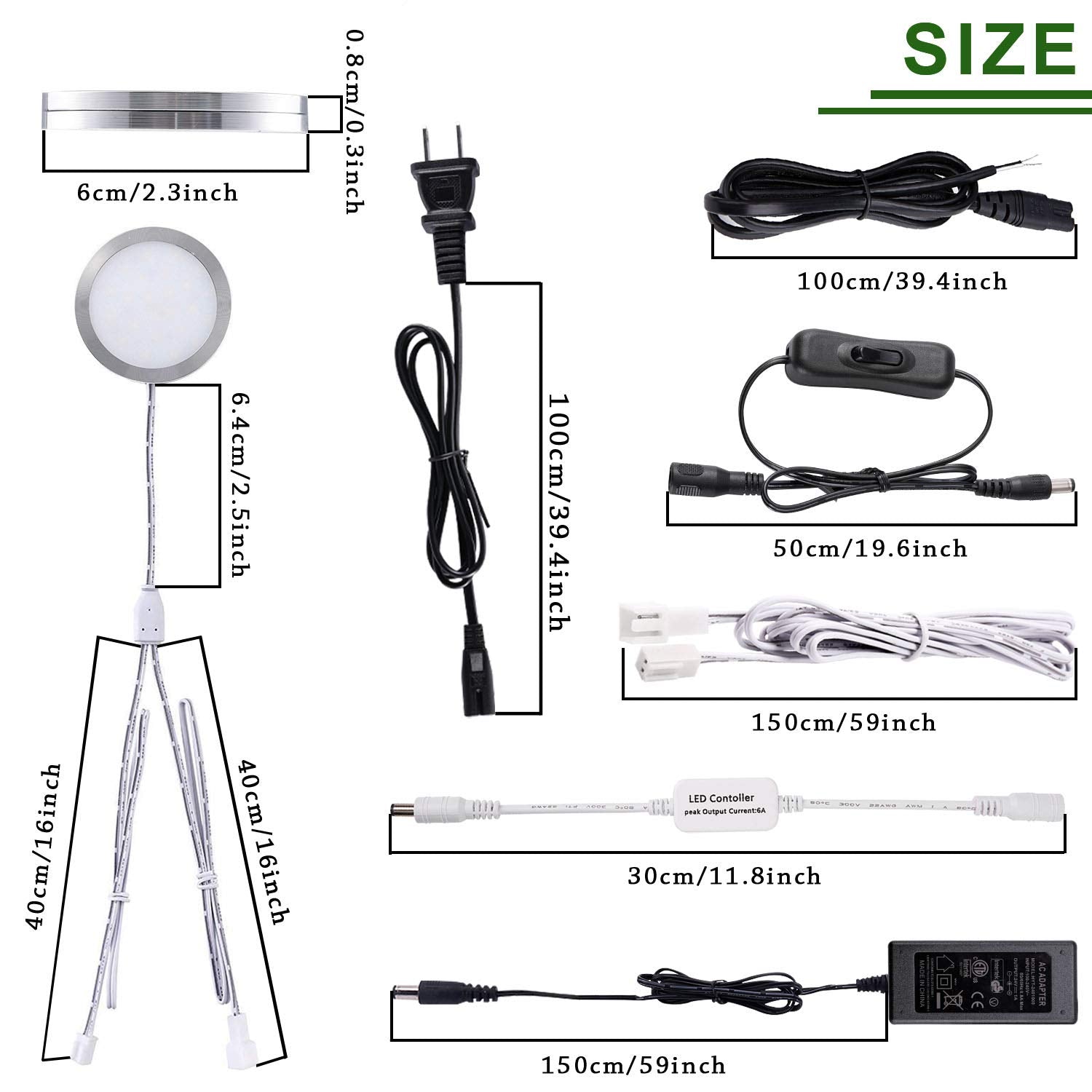 Aiboo Linkable Under Cabinet Led Lighting 12V Dimmable Puck Lights With Wireless Rf Remote Control, Hardwired & Wall Plug In For