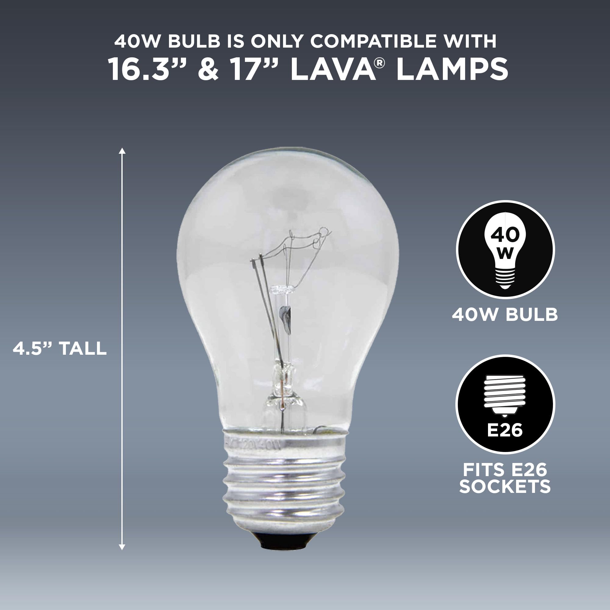 Lava 5032-6 40W Replacement Clear Light Bulb Lamps, 2 Count, Glass