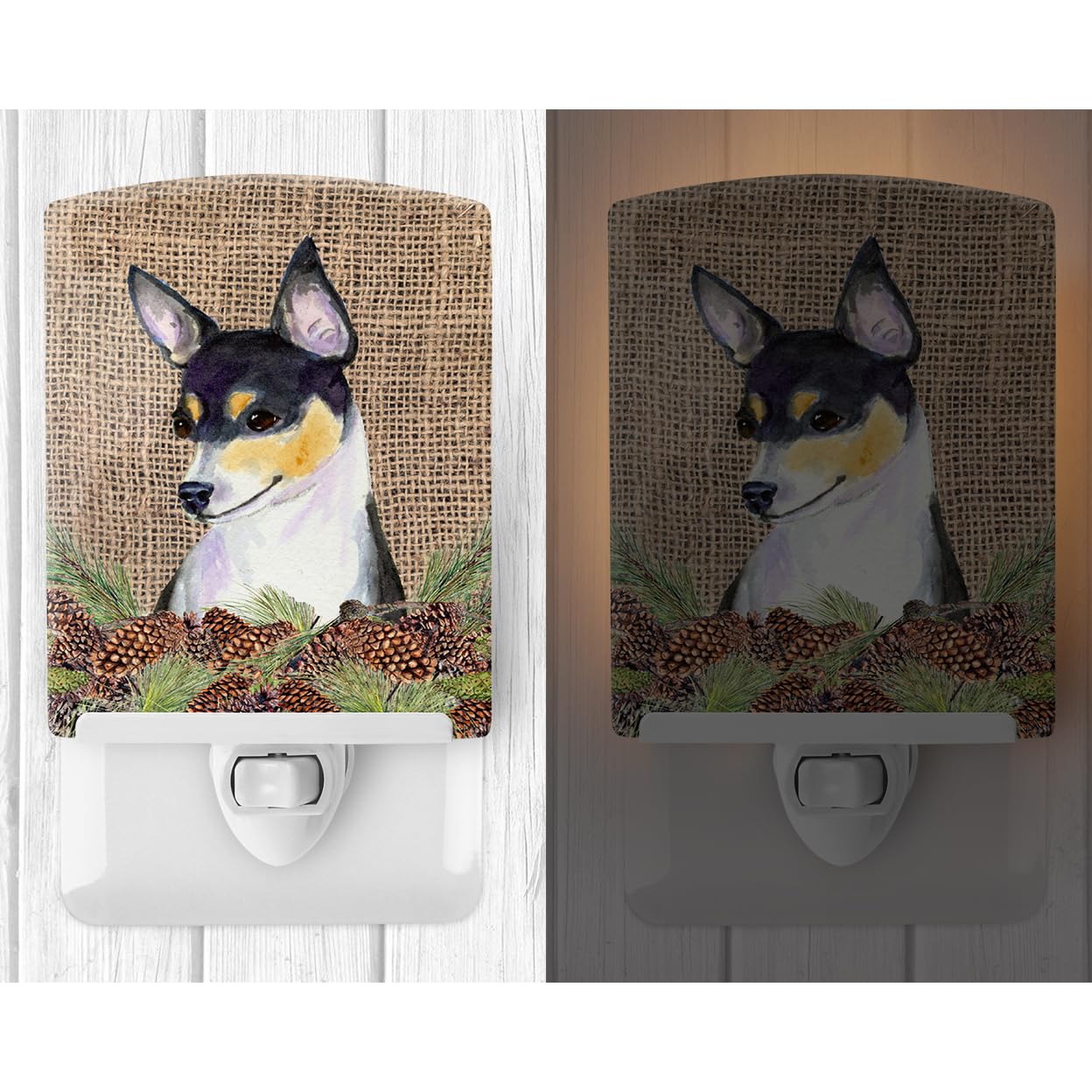 Carolines Treasures Ceramic Night Light, Fox Terrier Design, 6x4x3in, Model SS4064CNL, UL-Certified for Bedroom, Bathroom, Kitchen