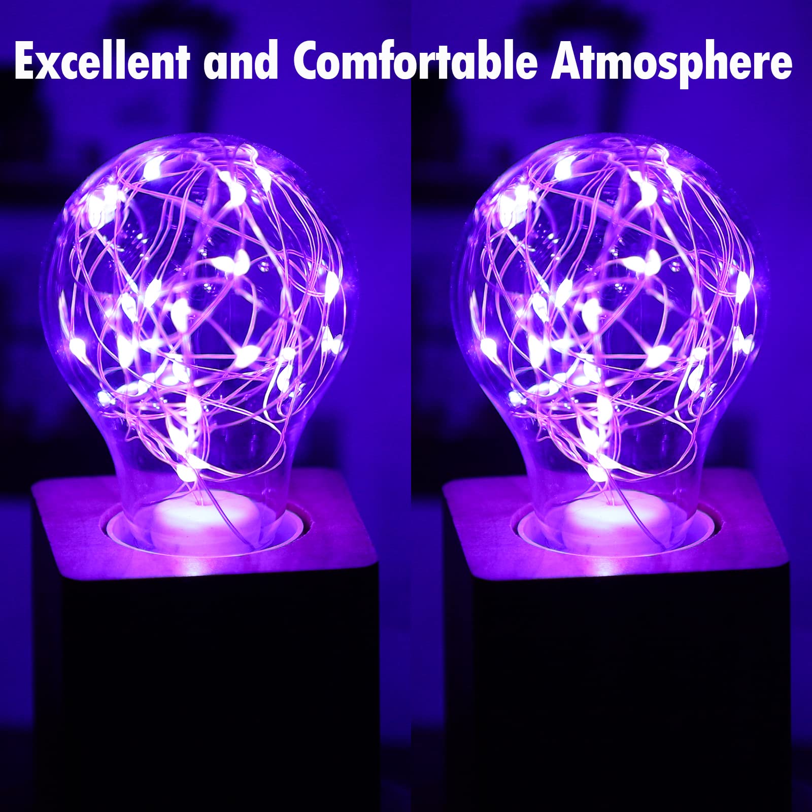 Howorr Purple Decorative Light Bulb, 2W Purple Led Fairy Light Bulbs, 15W Equivalent Cute Light Bulbs For Pendant Light Fixtures