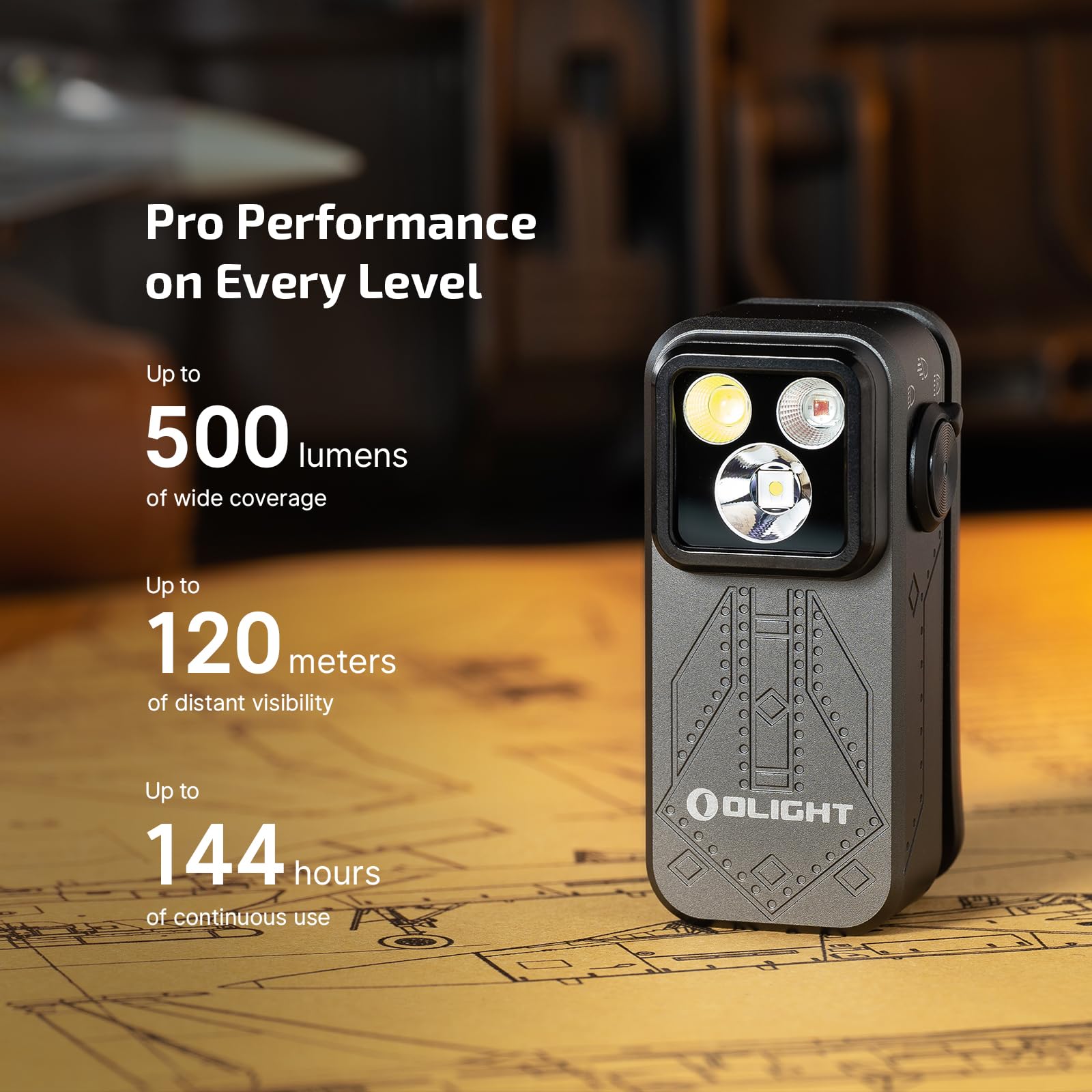 Olight Oclip Pro Edc Flashlight Clip-On Light  Rechargeable 500 Lumens With Three Lighting Solutions Type-C Charging  Magnetic Flash Lights For Outdoor Or Indoor Use(Phantom Squadron)