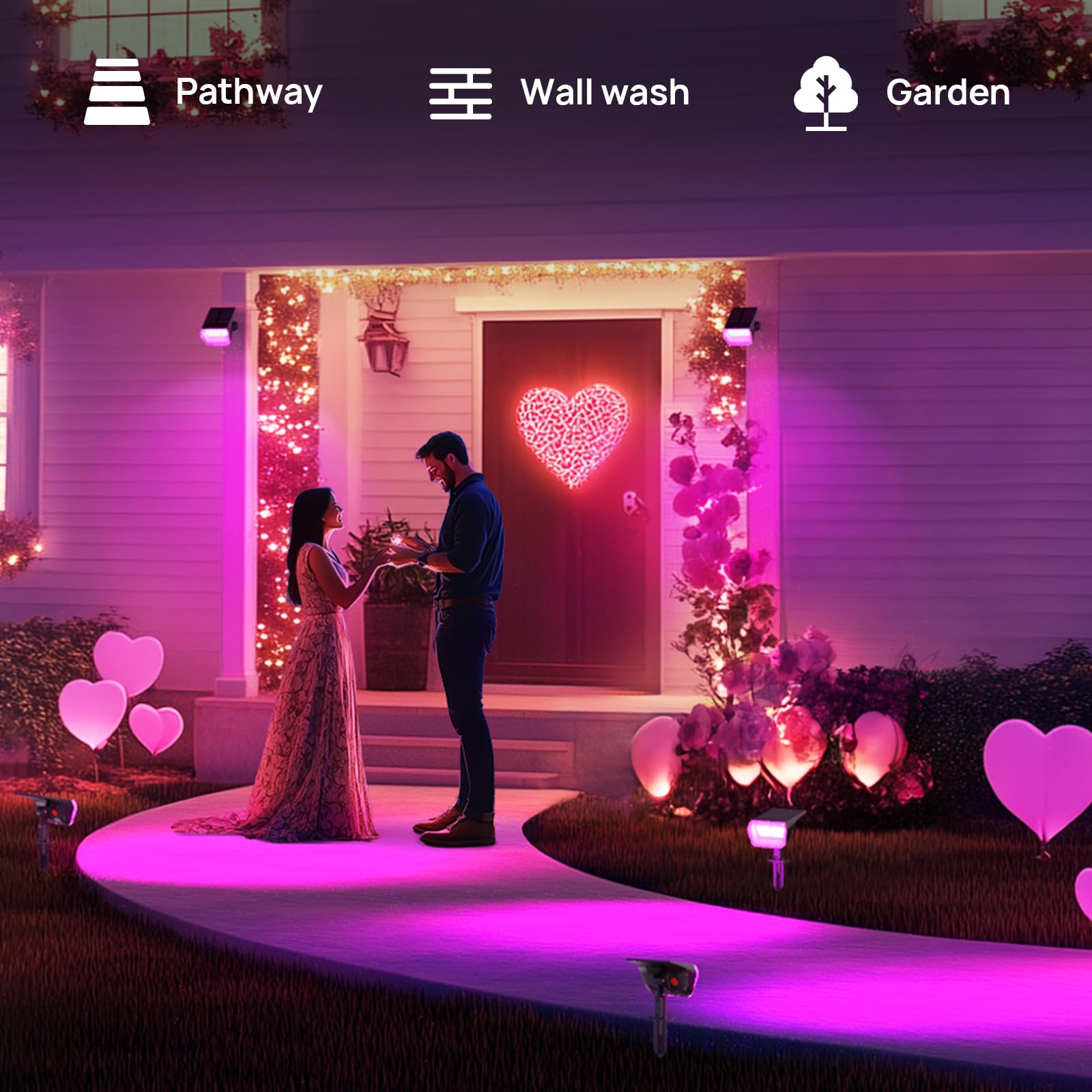 Linkind RGB Solar Christmas Lights Outdoor Spotlights, IP67 Waterproof, 10 Lighting Modes, 6 Pack, Multicolor