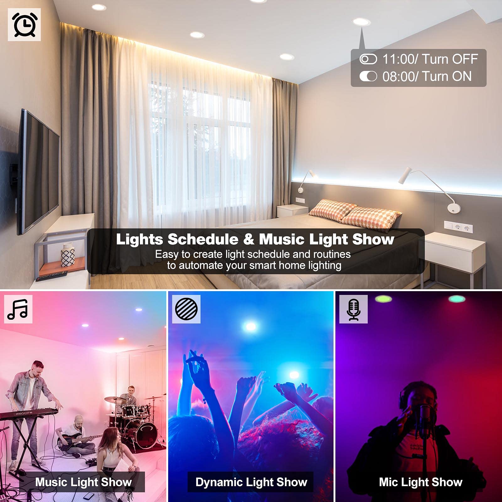 VANANCE 3 Smart Recessed Light 12Pack, Compatible with Alexa Google Home, WiFi & Bluetooth, RGBCW, 2700K~6500K CCT Selectable, D