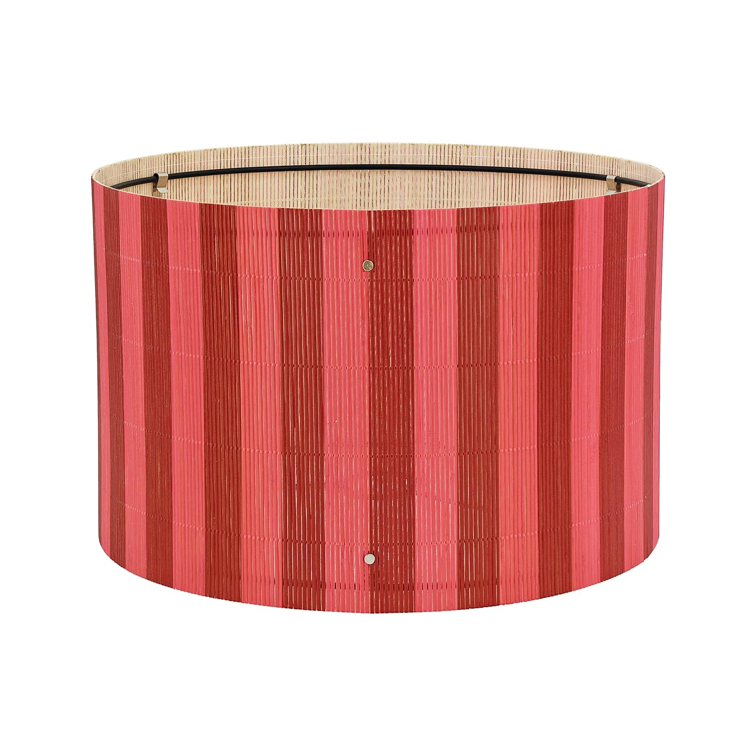 Pendant Lamp Shade, Translucent Bamboo Made, 13.8x9 Inch, Modern Minimalist Style for Living Room, Bedroom (Red Stripe)