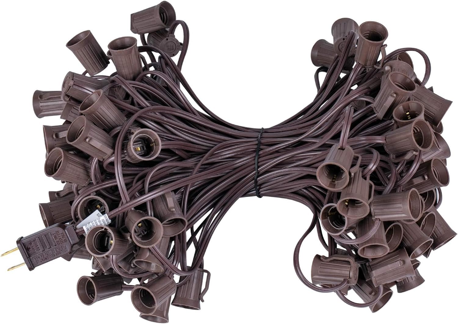 Brightown 2 Packs C9 Light Strand 100 FT for E17-12 Spacing, Outdoor String Light Christmas Stringer with 100 Sockets for Patio,