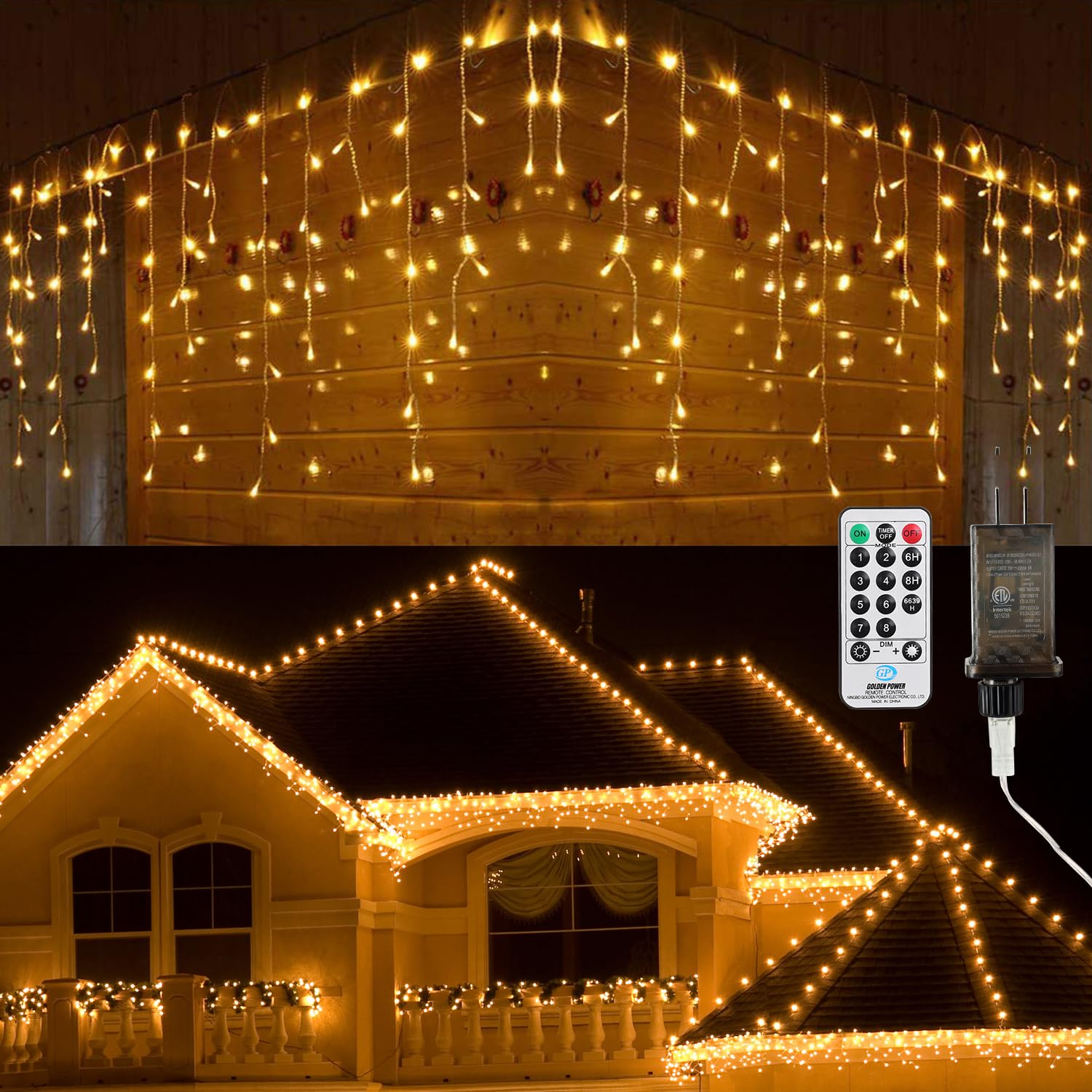 Brizled 29ft 360 LED Christmas Lights, 8 Modes with 60 Drops, Connectable with Remote for Indoor/Outdoor Wedding & Holidays, War