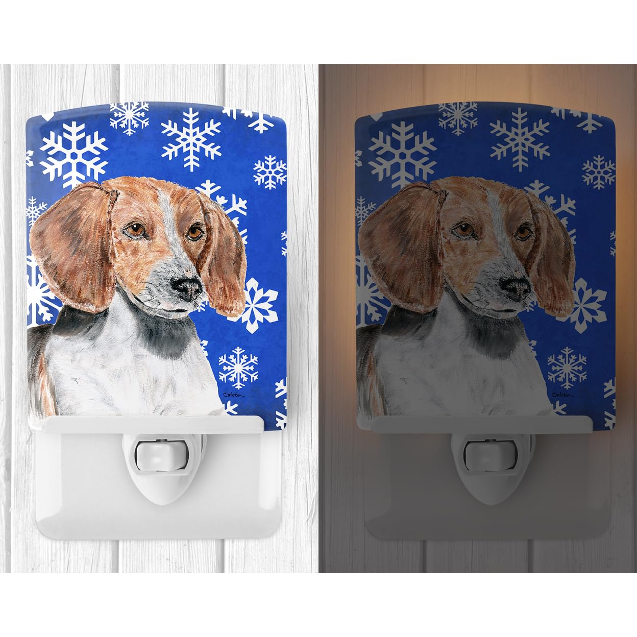 Carolines Treasures Ceramic Night Light, English Foxhound Design, UL-Certified, 6x4x3in, Multicolor, Model SC9607CNL
