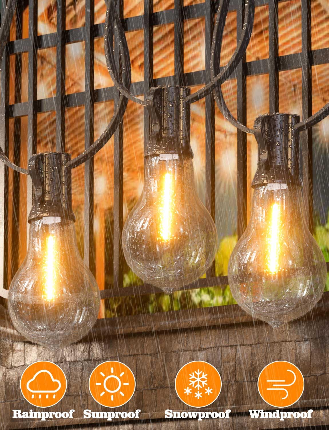 String Lights For Outside 120Ft Waterproof With 60+3Pcs A39 Shatterproof Edison Bulbs Outdoor String Lights For Patio, Yard, Caf