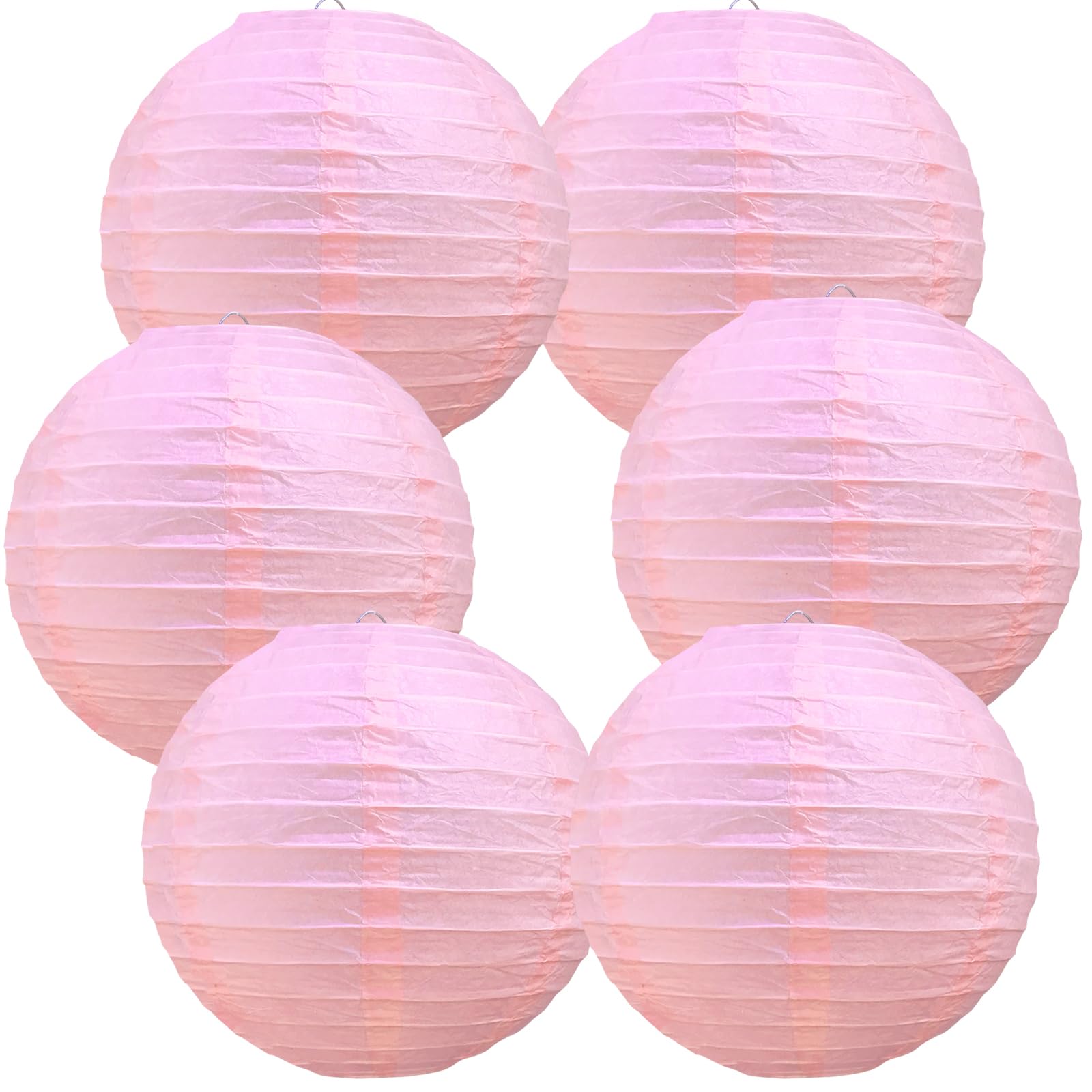 BEISHIDA 6-Inch Pink Round Paper Lanterns Hanging Decorative Chinese Paper Lanterns Lamp for Valentine Birthday Wedding Party De