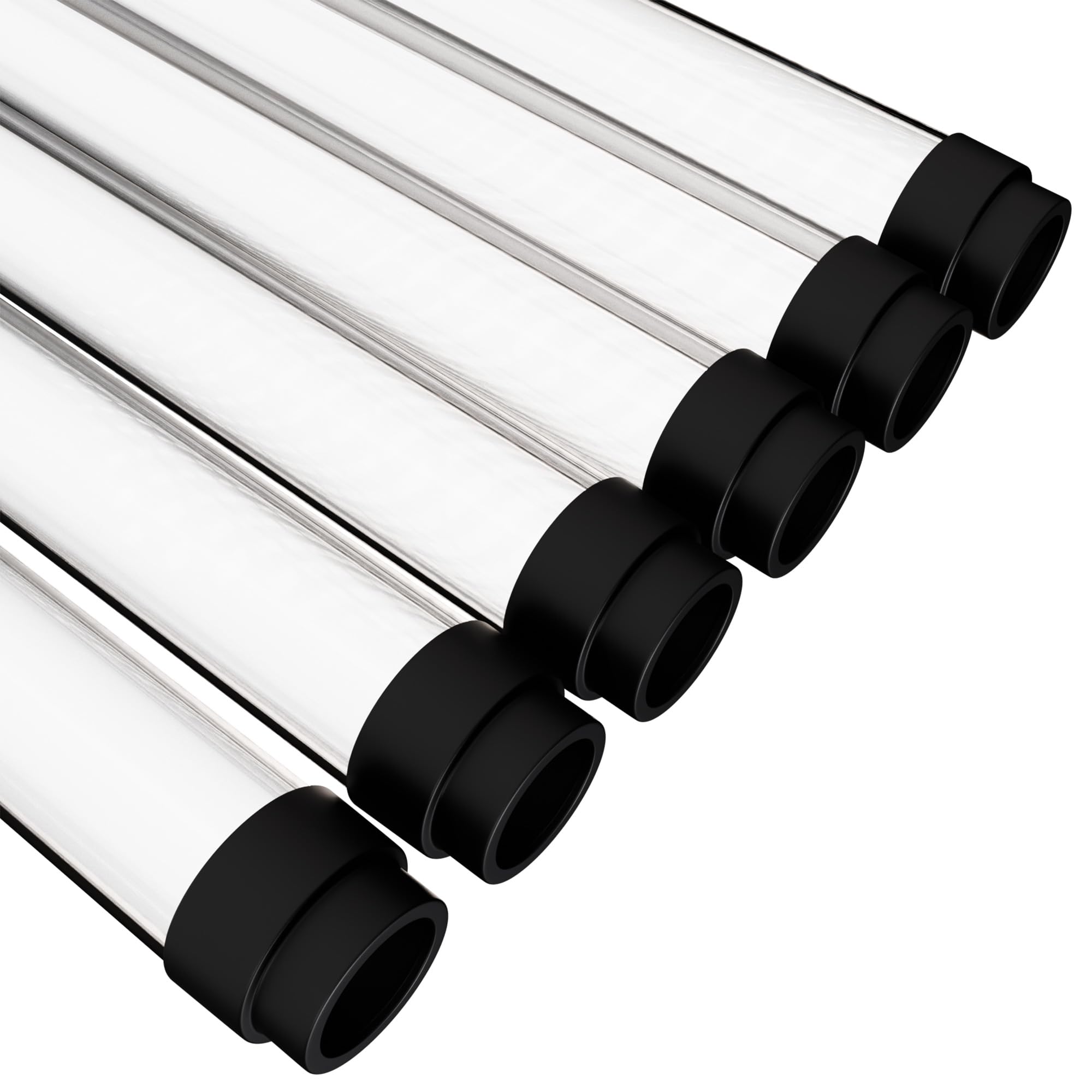 Kastlite T8 Led/Fluorescent Light Tube Guard With End Caps - 46-3/8 Lamp Diffuser Covers & Safety Sleeves  Clear Protective Plastic Bulb Replacement Covering & Overhead Lighting Accessory  Pack Of 12
