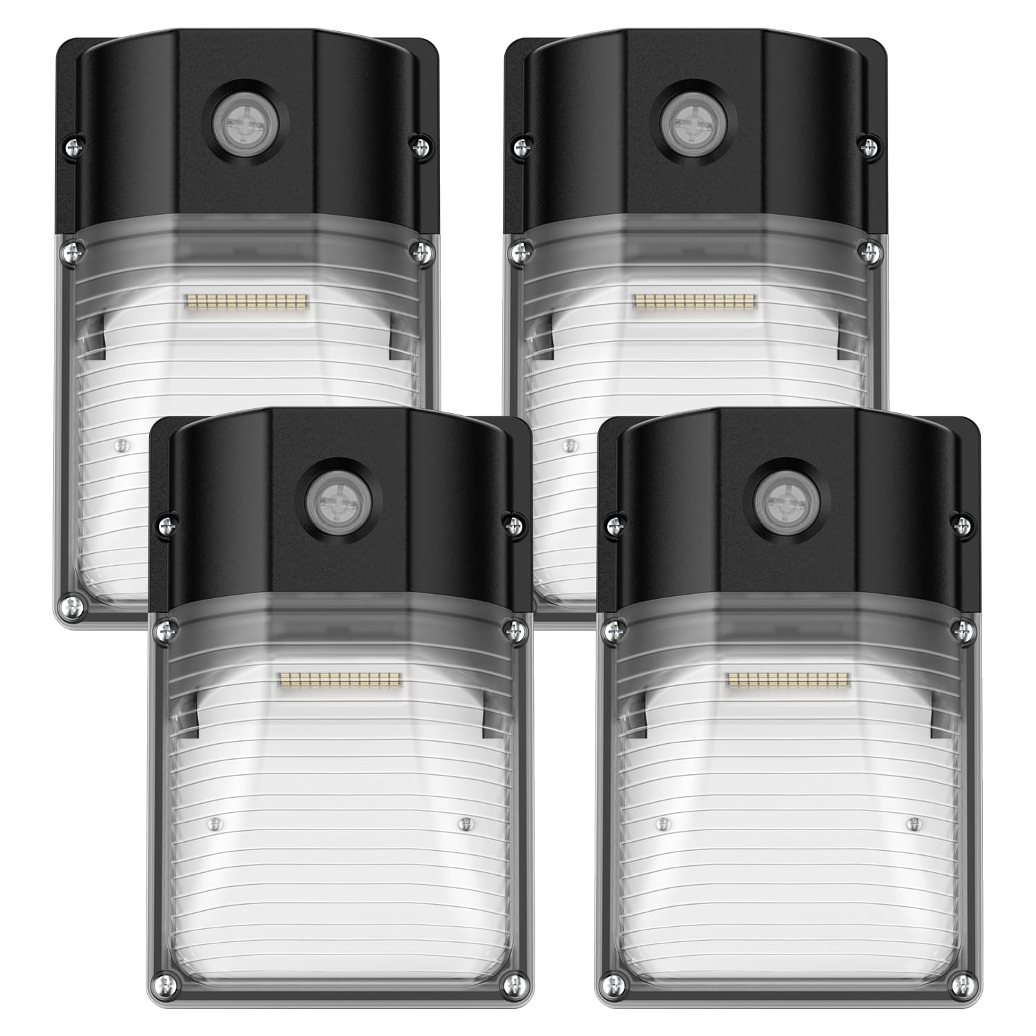 JC-LGL 30W LED Wall Pack Light with Dusk to Dawn Sensor, 3600LM, IP65 Waterproof, 4 Pack, Black, Model L231030