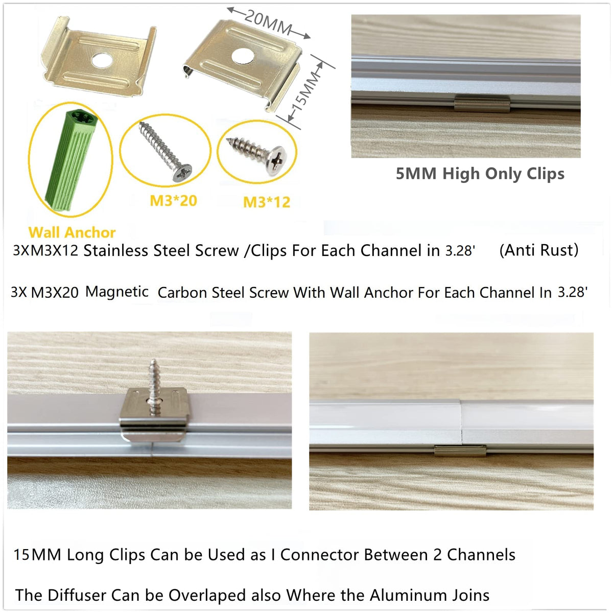 THMOOTHER 10-Pack 3.3FT 1M Recessed LED Strip Channel Diffuser System ...