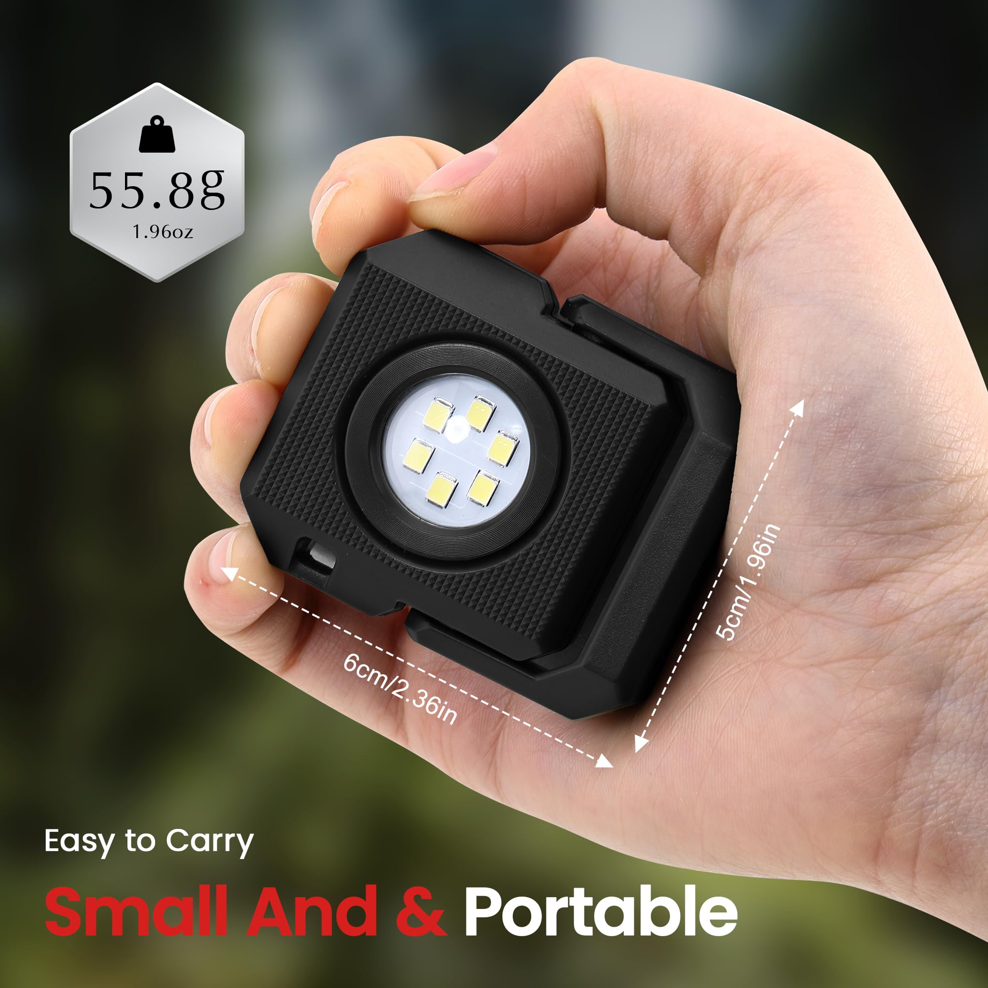 LAIMITTOS Mini Rechargeable LED Work Light - 550 Lumens, Magnetic Base, Portable Mechanic Flashlight, Black & Red