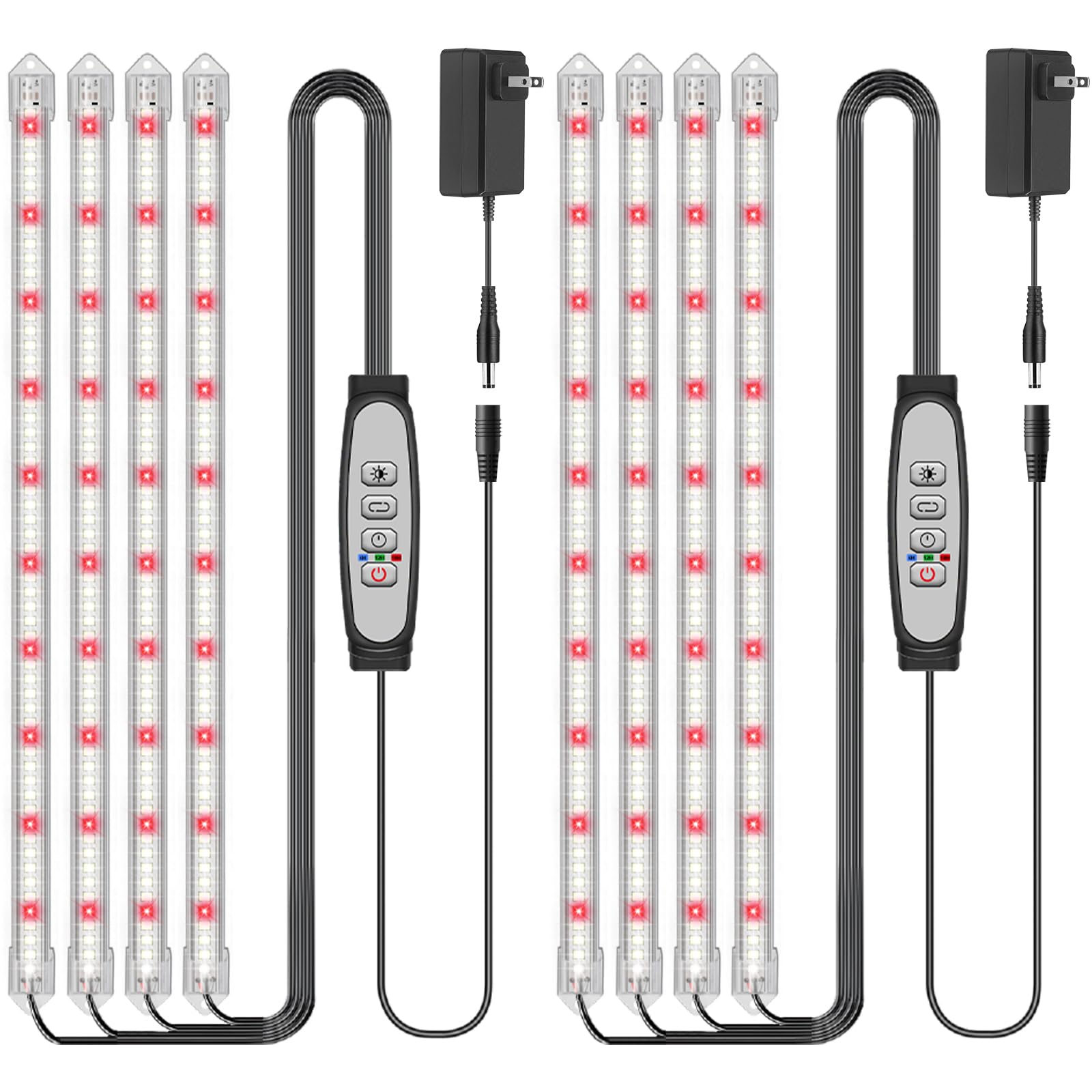 LPMZMBL 4-Bar Grow Light Bands for Indoor Plants  16 Full Spectrum Plant Lights  6500K Sunlike Grow Lights with 6/12/18H Timer  5-Level Dimmable for Indoor Growing(2 Pack)