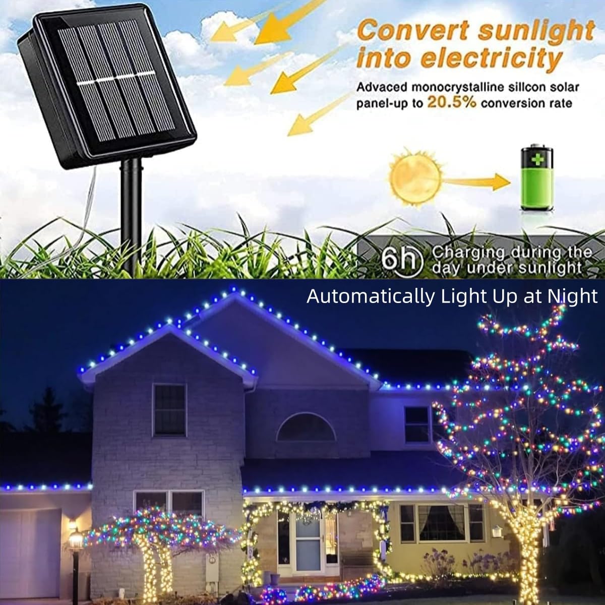 Yeguo Solar Rope Lights Outdoor Waterproof Led, 2 Pack Each 33Ft 100 Led String Lights Outdoor, Clear Pvc Tube White And Blue So