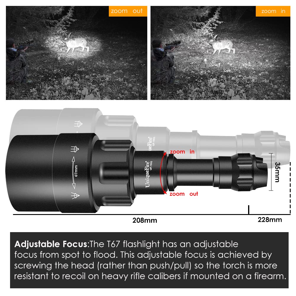 UniqueFire 1605 940nm IR Illuminator Flashlight Lights for Night Vision Zoomable Infrared Flashlight Illuminator with Dual Contr