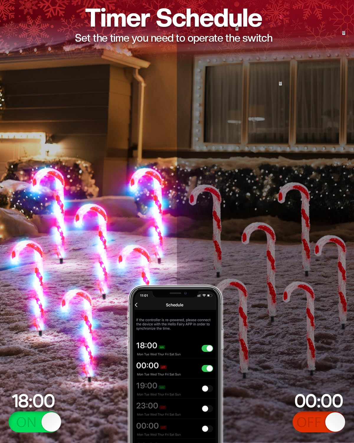 6 Pack Smart Candy Cane Pathway Lights With App Remote Control Music Sync Color Changing Candy Cane Lights Plug In Dimmable Mult