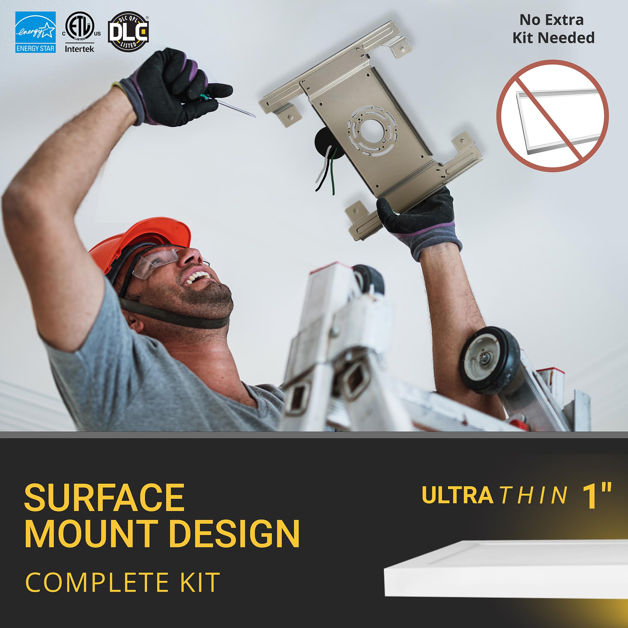 Nuwatt 1X2 Ft Led Surface Mount Panel, 5Cct 2700K/3000K/3500K/4000K/5000K Selectable, 2000Lm, 22W, Internal Driver, Dimmable, 12