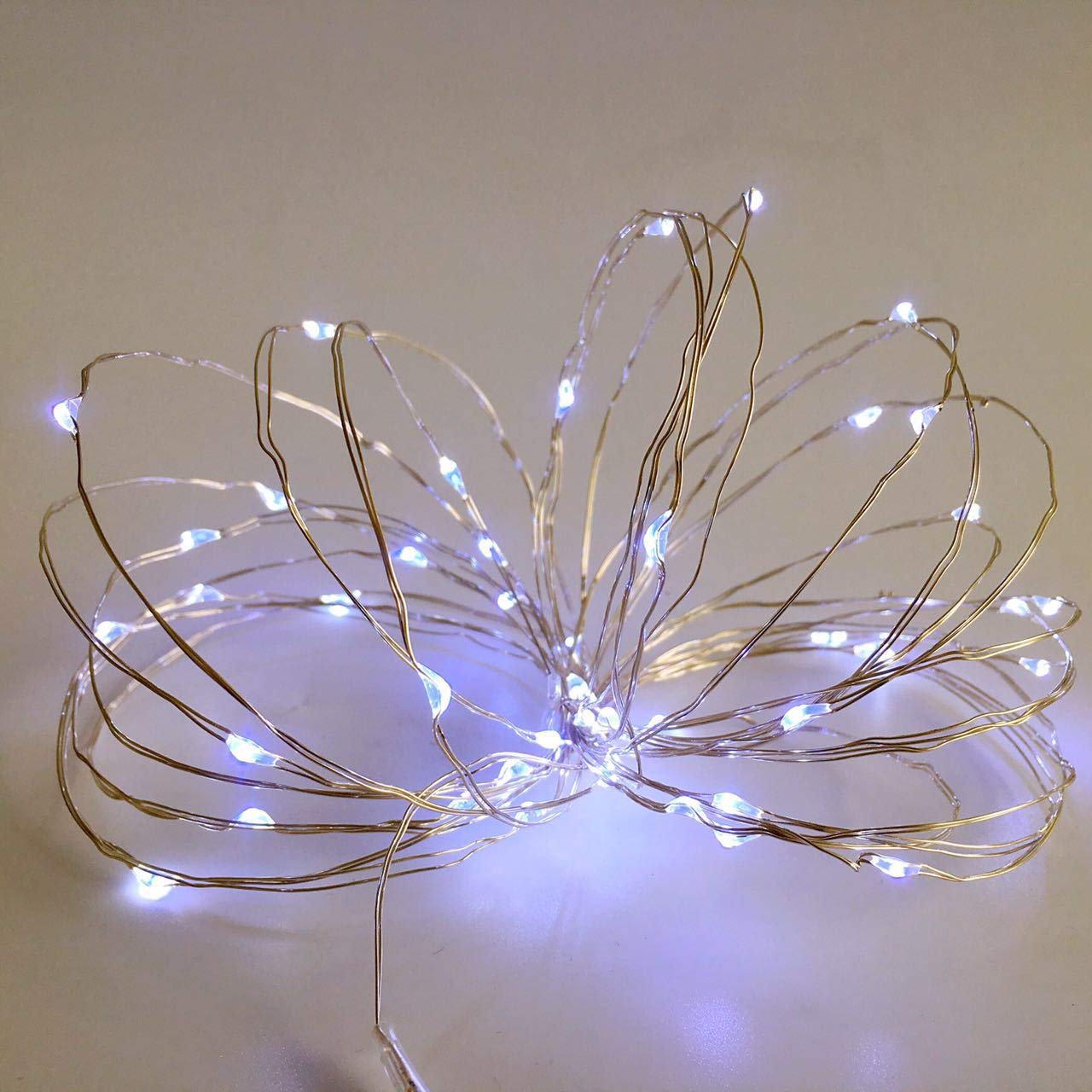Everfit Lighting 2 Pack Battery Operated Mini Fairy Lights, 50 LEDs, 17 Feet Silver Wire, Cold White with Timer 6 On/18 Off