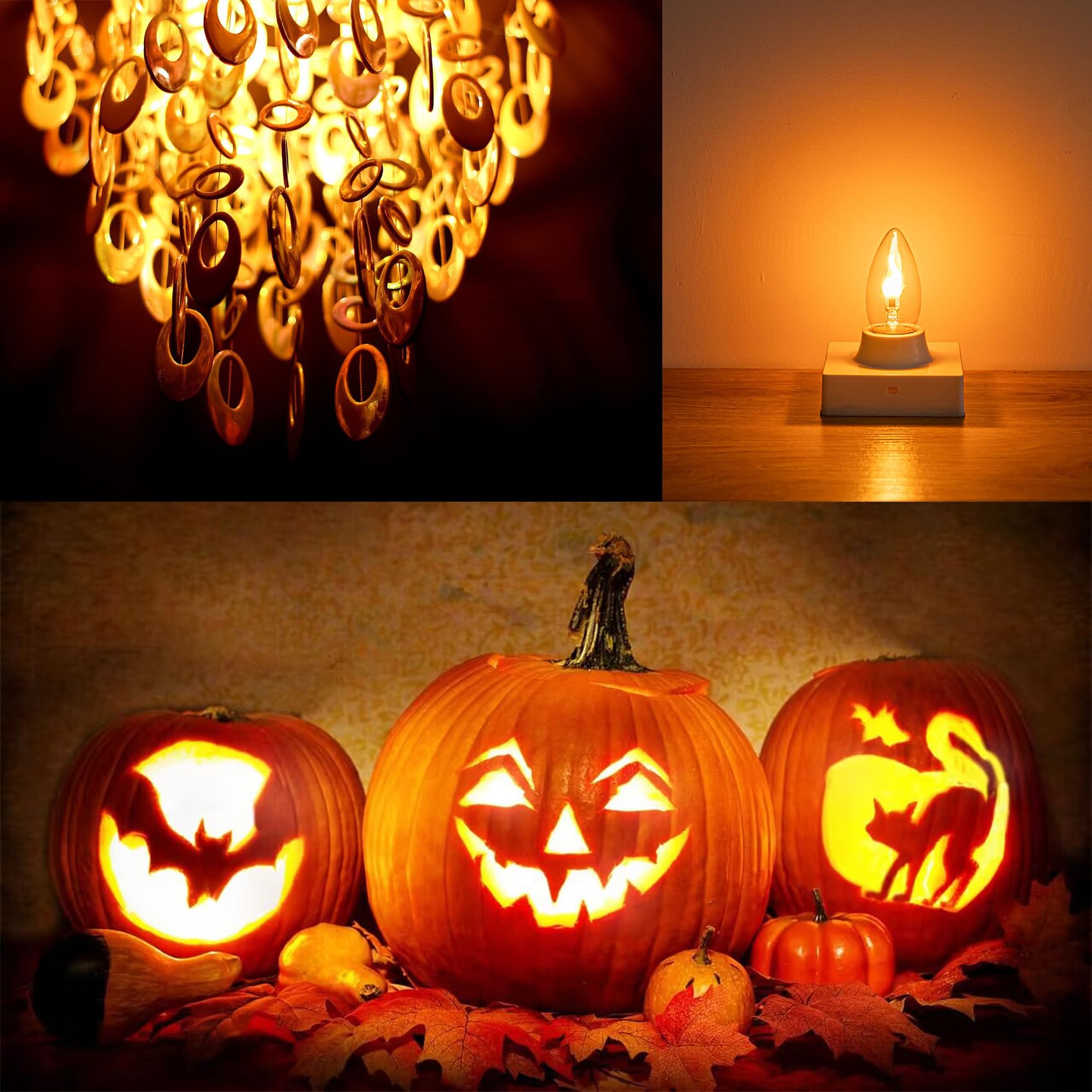 Sunaiony E26 Flame Light Bulbs, LED Flickering Flame Bulbs, Clear Glass, 2 Modes, 2 Pack for Halloween & Holiday Decorations