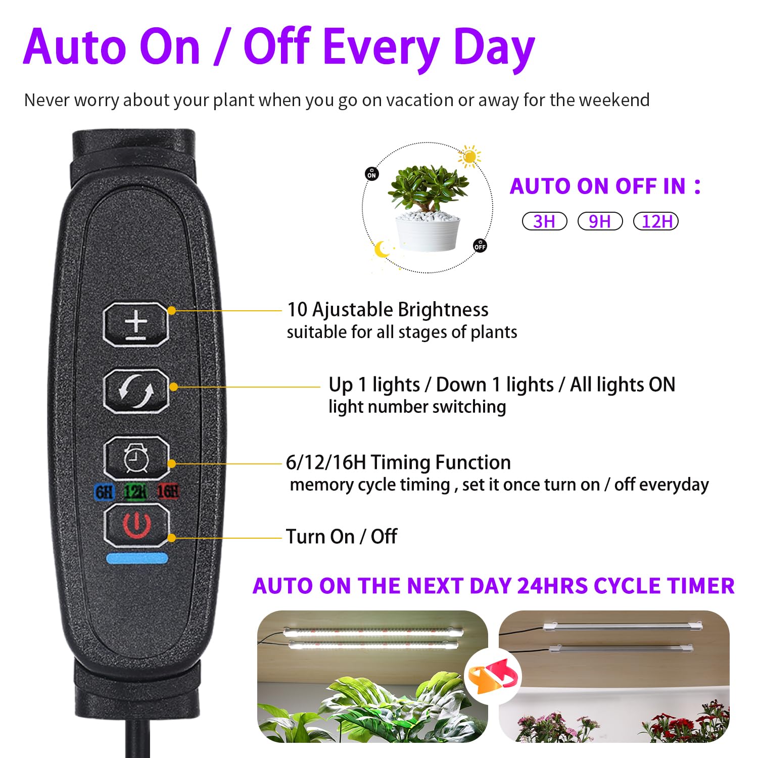 Led Grow Light Strips For Indoor Plants Full Spectrum, 240 Leds,15.7‘’ With 4 Install Methods, 6/12/16H Timer, 10 Dimmable Levels, 3 Switch Modes For Seedling Succulent Sunlike Strip (2 Head 2 Pack)