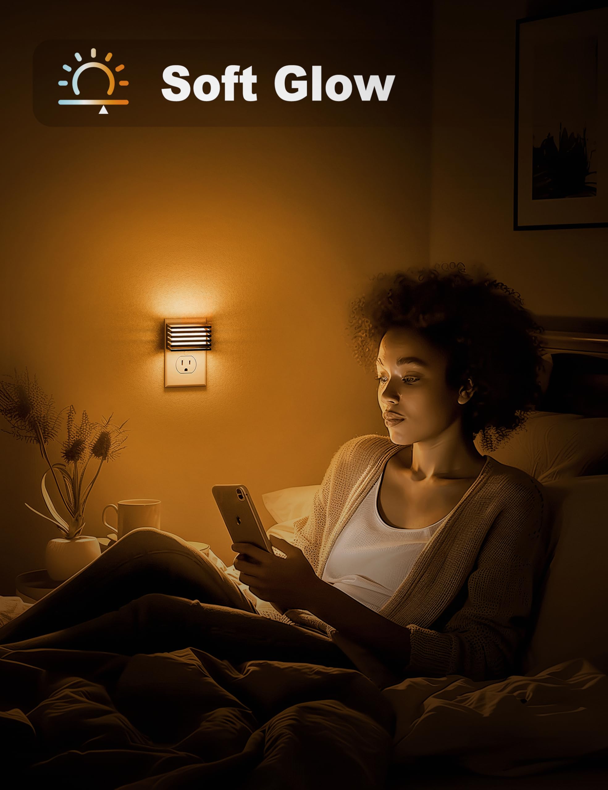 Jandcase Amber Night Light, [2 Pack] Night Lights Plug Into Wall With Dusk To Dawn Sensor, Dimmable Plug In Night Light, Adjusta