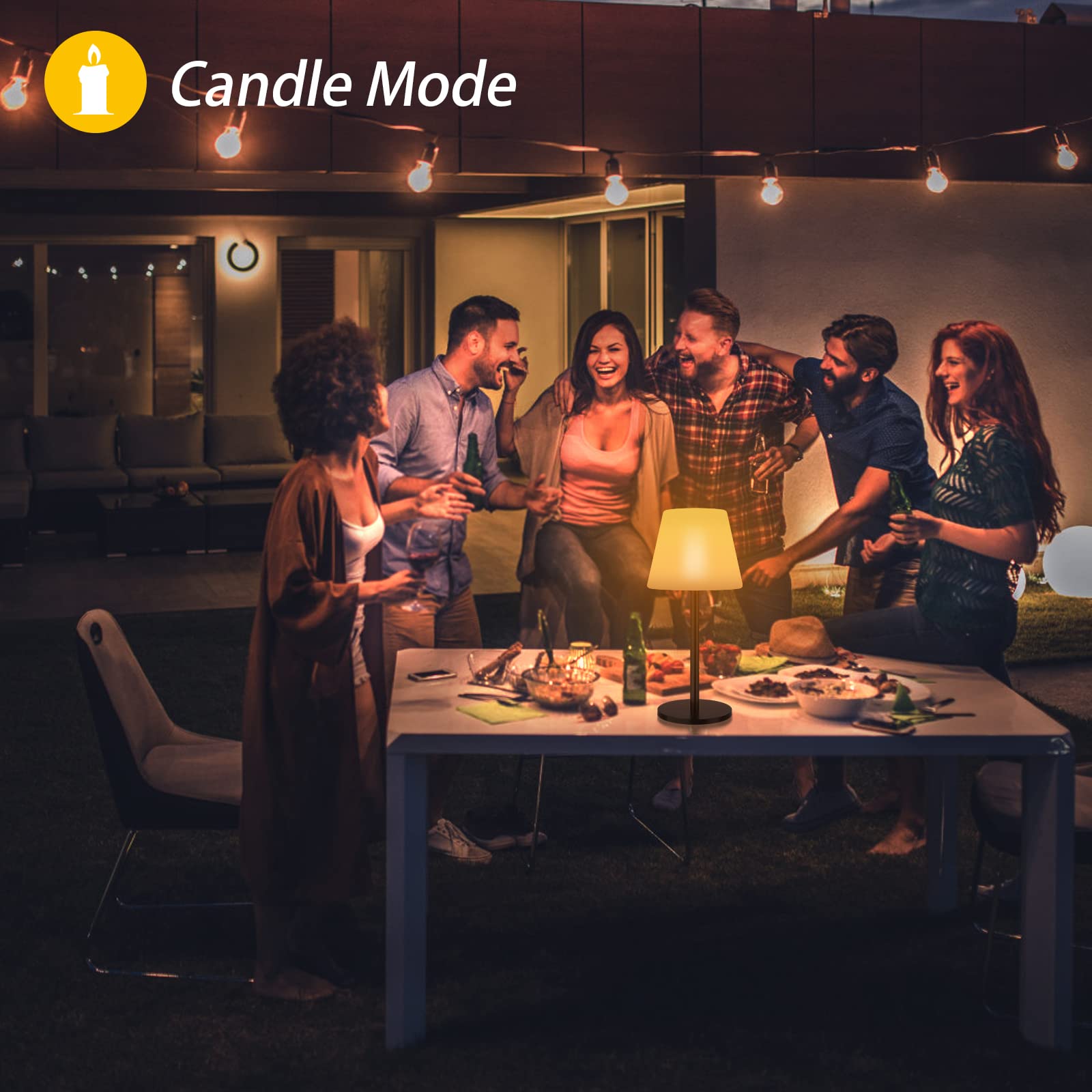 Gewiny Battery Operated Outdoor Table Lamp, Waterproof Dimmable Led For Patio, Garden, Camping