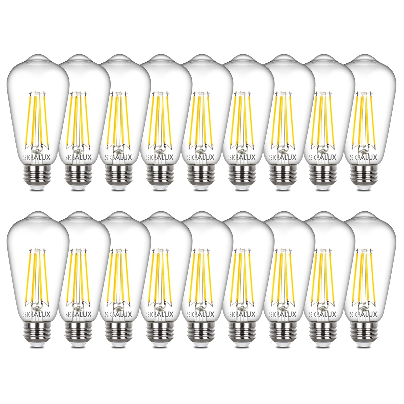 Sigalux E26 LED Bulb ST58 Vintage Light Bulbs 60W Equivalent 700LM Daylight White 5000K 18 Count Synthetic Polymer