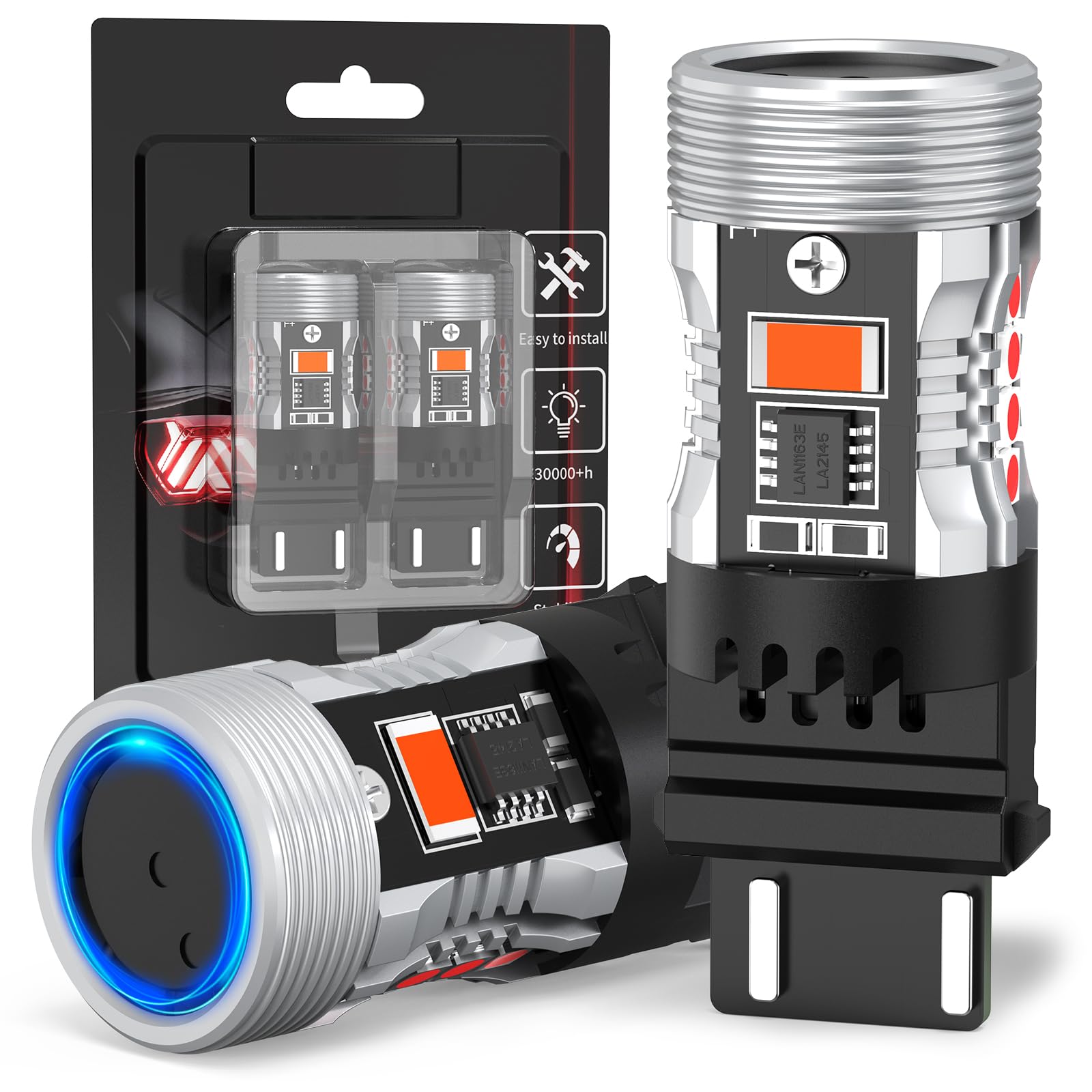 AINOSEIN LED Bulb for Brake Light, 3156/3157 Size, Red, Aluminum, CANBUS Error Free, Built-in Resistor, 3570 Chips