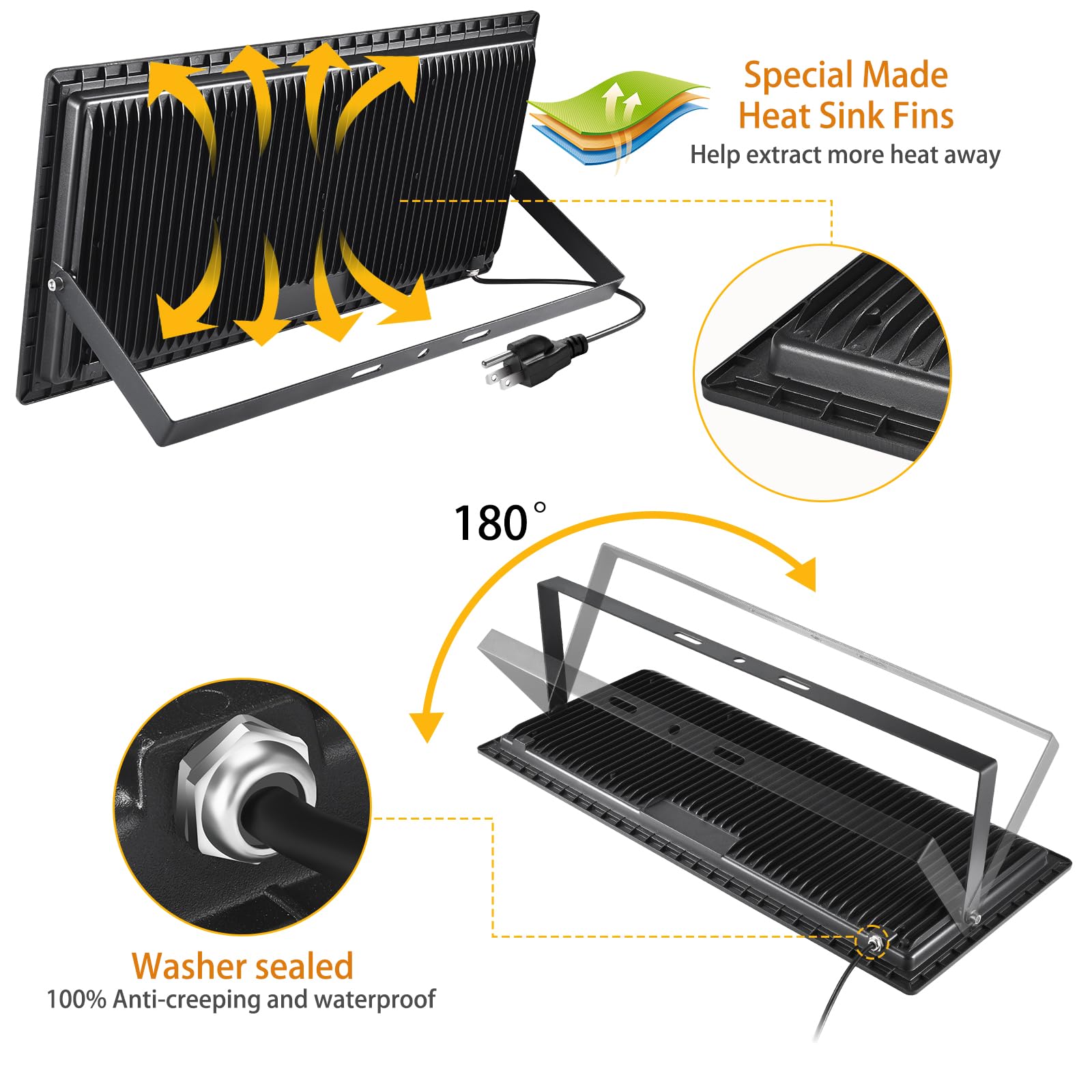 YANYCN 800W LED Flood Light 2 Pack, 88500LM, 5000K Daylight White, IP66 Waterproof for Sports Fields, Model 800W-TG-XPG