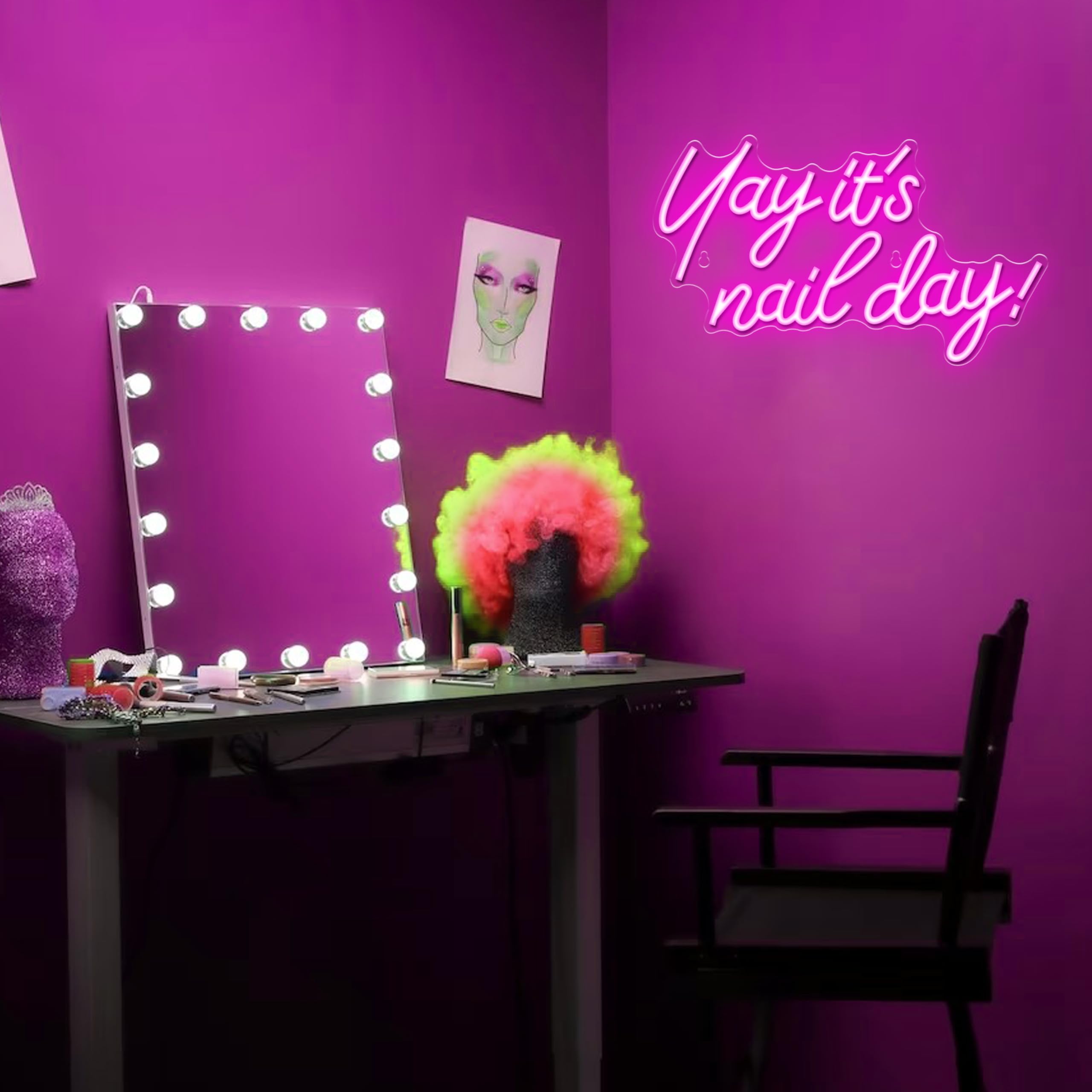 Kavaas Neon Sign for Salon & Beauty Room - Nail Day Design, 127cm x 28cm, Color: Nail Day_NDP