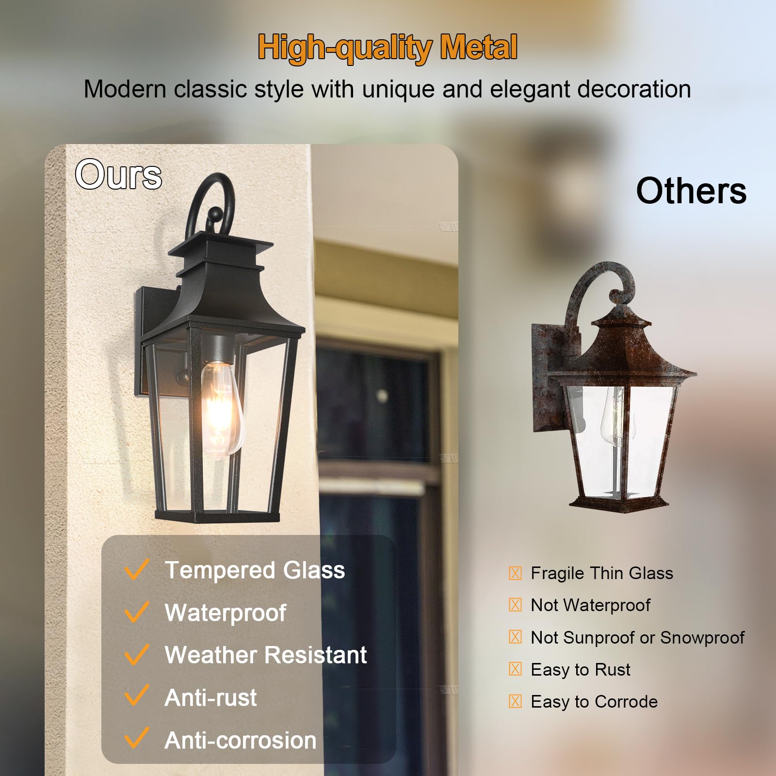 Alvime Dusk To Dawn Outdoor Wall Lights Fixture, Exterior Wall Lanterns, Porch Outside Lamps Sconce For Entryway, Front Door Bac
