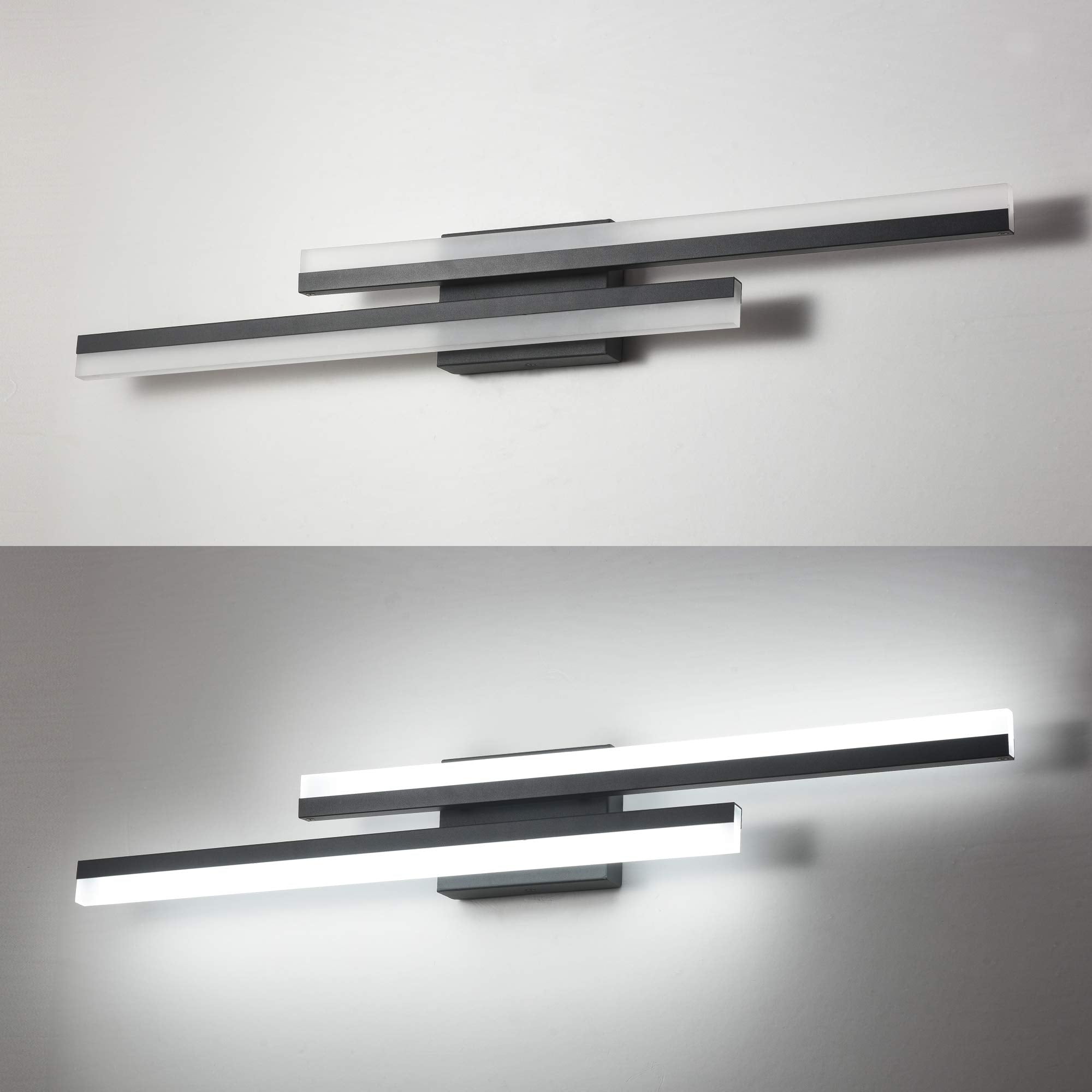 PRESDE 32in Black Dimmable LED Vanity Light Fixture - Modern Acrylic Bathroom Lighting (Cold White 6000K) Model 6660-815mm