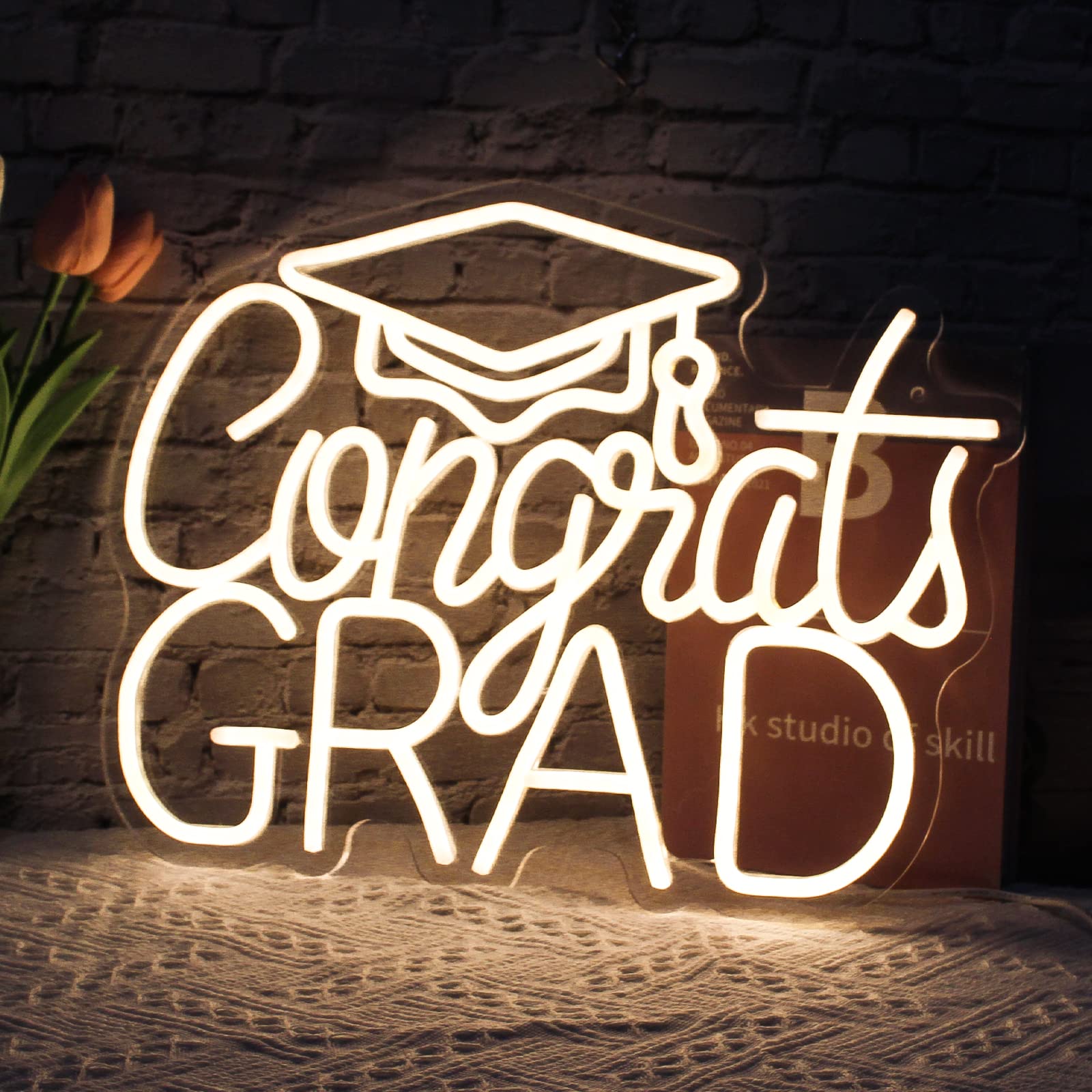 Jesalah Neon Sign for Graduation Party - Warm White LED Acrylic Letters Wall Decor