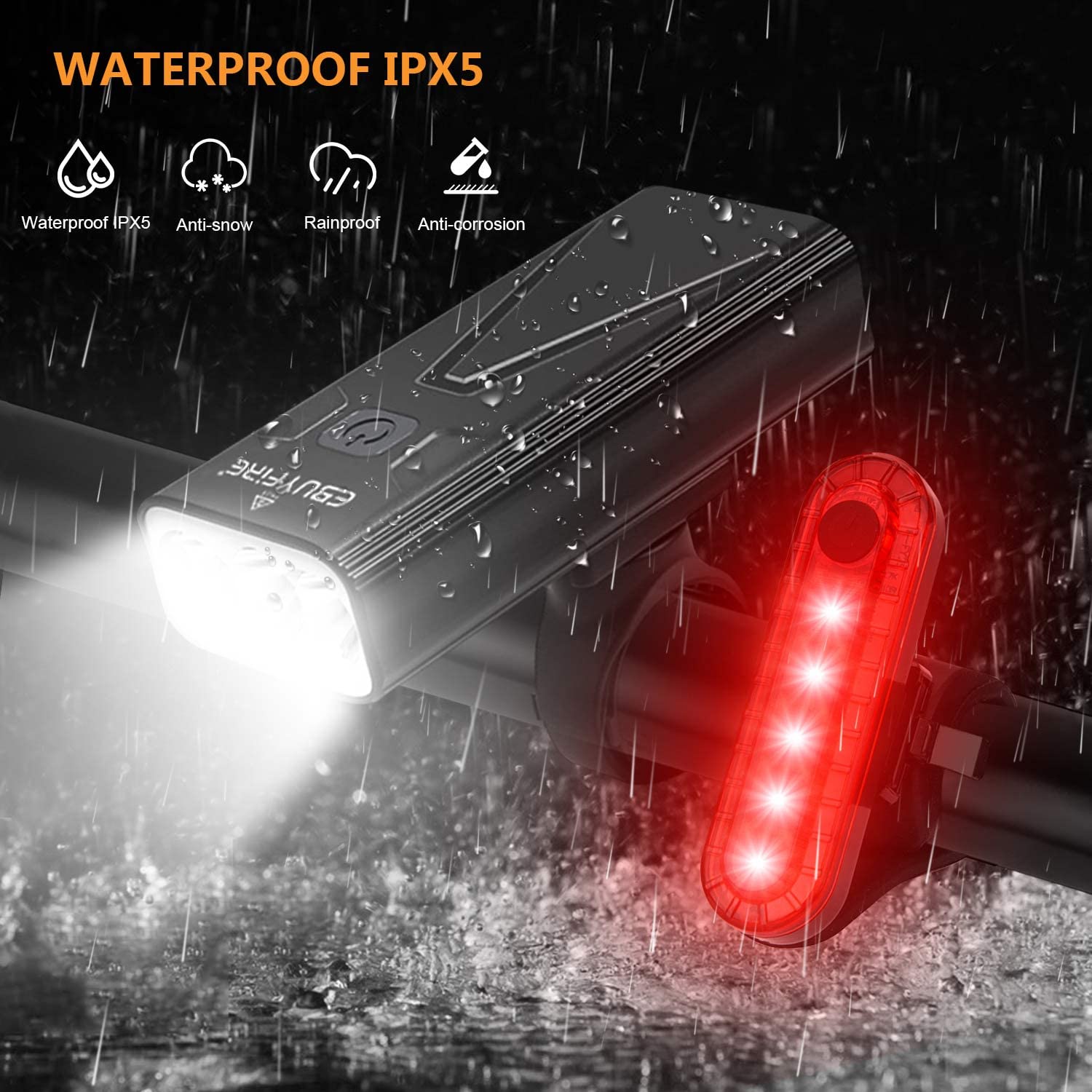 Usb Rechargeable Bike Lights Set, Bike Headlight 3T6 Led 3000Lm,Super Bright Headlight Front Lights And Back Rear Led,3+5 Light Mode Fits All Bicycles, Mountain,Road