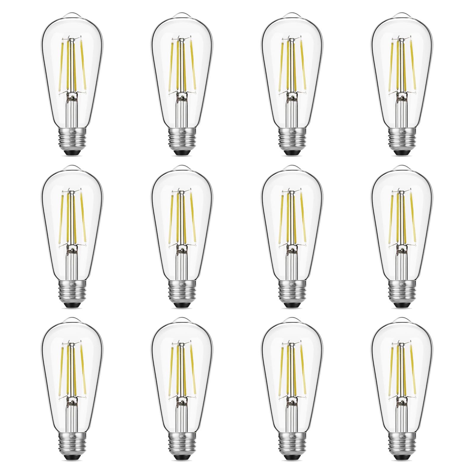 Gozelux Dimmable Vintage Led Edison Bulbs, 6W, Equivalent 60W, 750Lm, Daylight 5000K, 90+ Cri, St58 Antique Led Filament Bulbs, 
