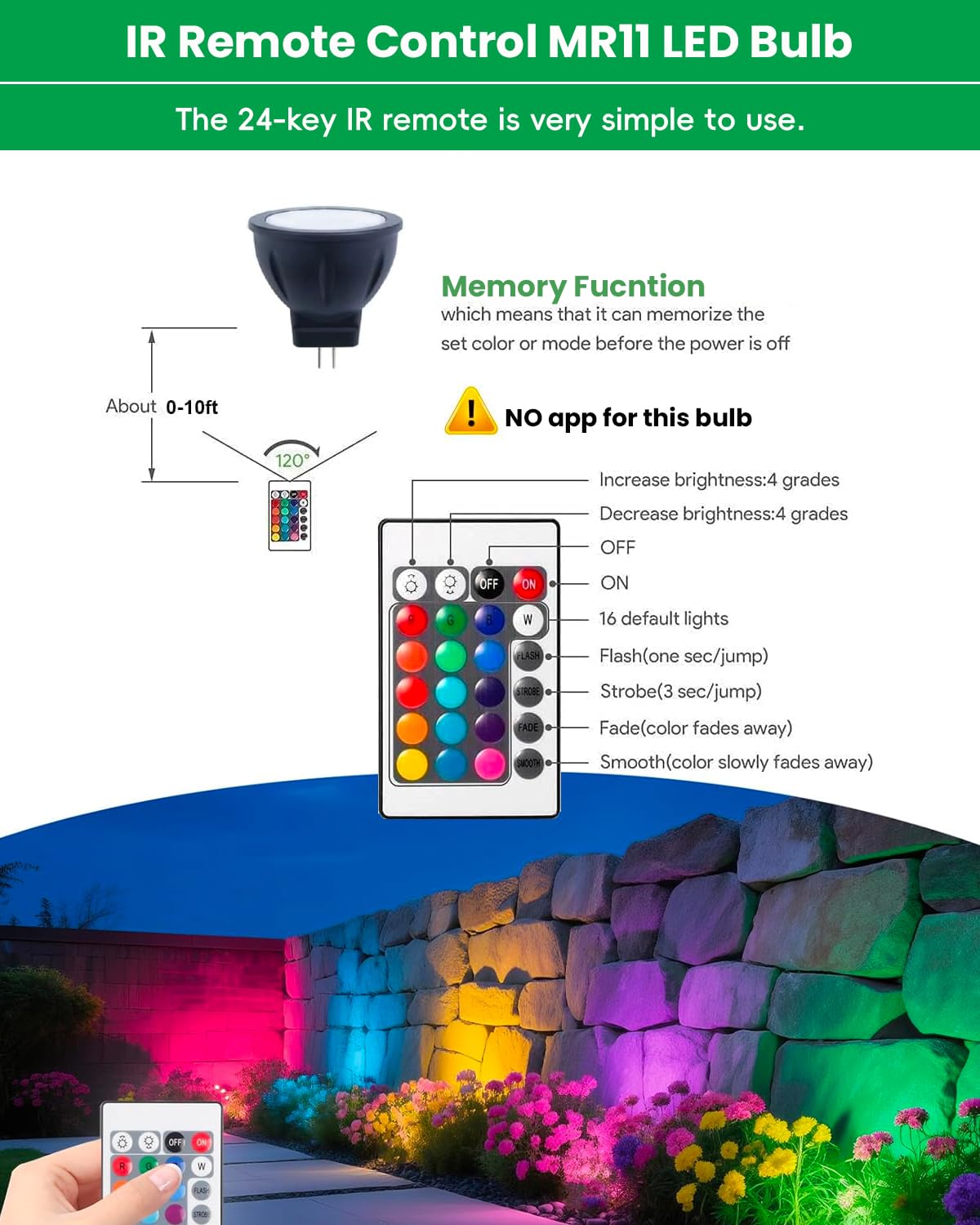 Makergroup RGB MR11 LED Bulbs, 6 Pack Color Changing, GU4 Bi-pin, Warm White + 15 Colors, Aluminum, 12V Halogen Bulb Replacement