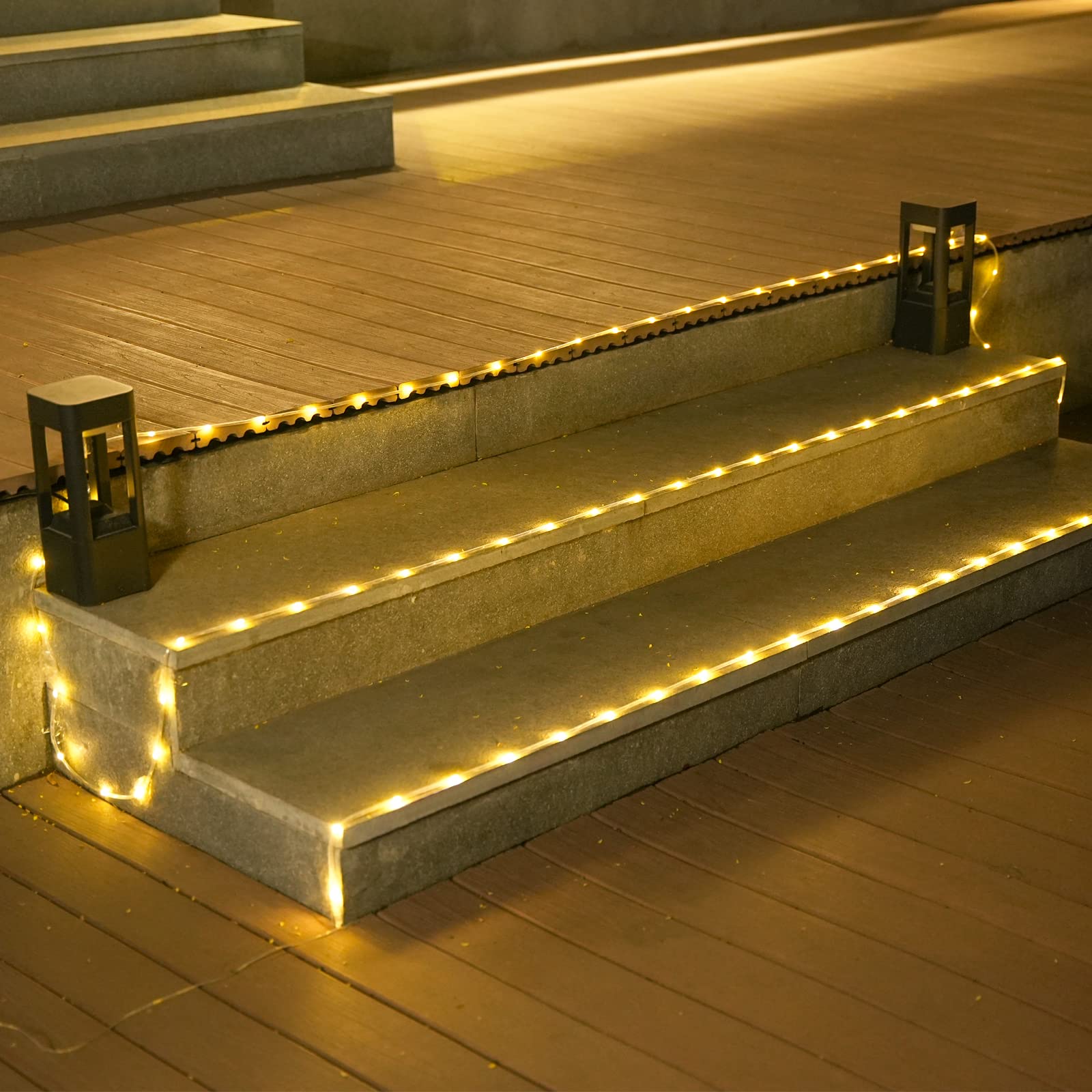 JMEXSUSS Solar Rope Lights, 200 LED, 66ft, Waterproof, 8 Modes, Warm White, Outdoor Lighting for Fence, Gazebo, Yard, Walkway