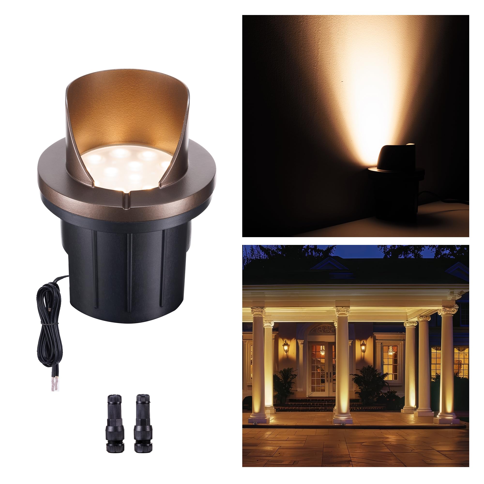 Varmtalys Landscape Well Lights, LED Low Voltage Ground Lights Outdoor, 12V IP67 Waterproof, Anti-Glare Wired Aluminum ORB for W