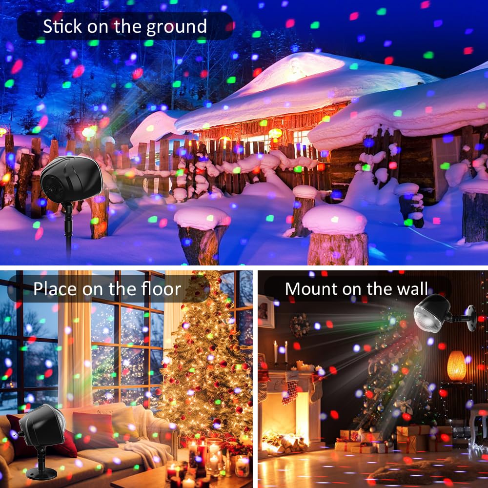 Syslux Christmas Projector Lights - Rgbw Snowfall Projector With Remote Control For House, Yard, Garden, Halloween & Christmas D