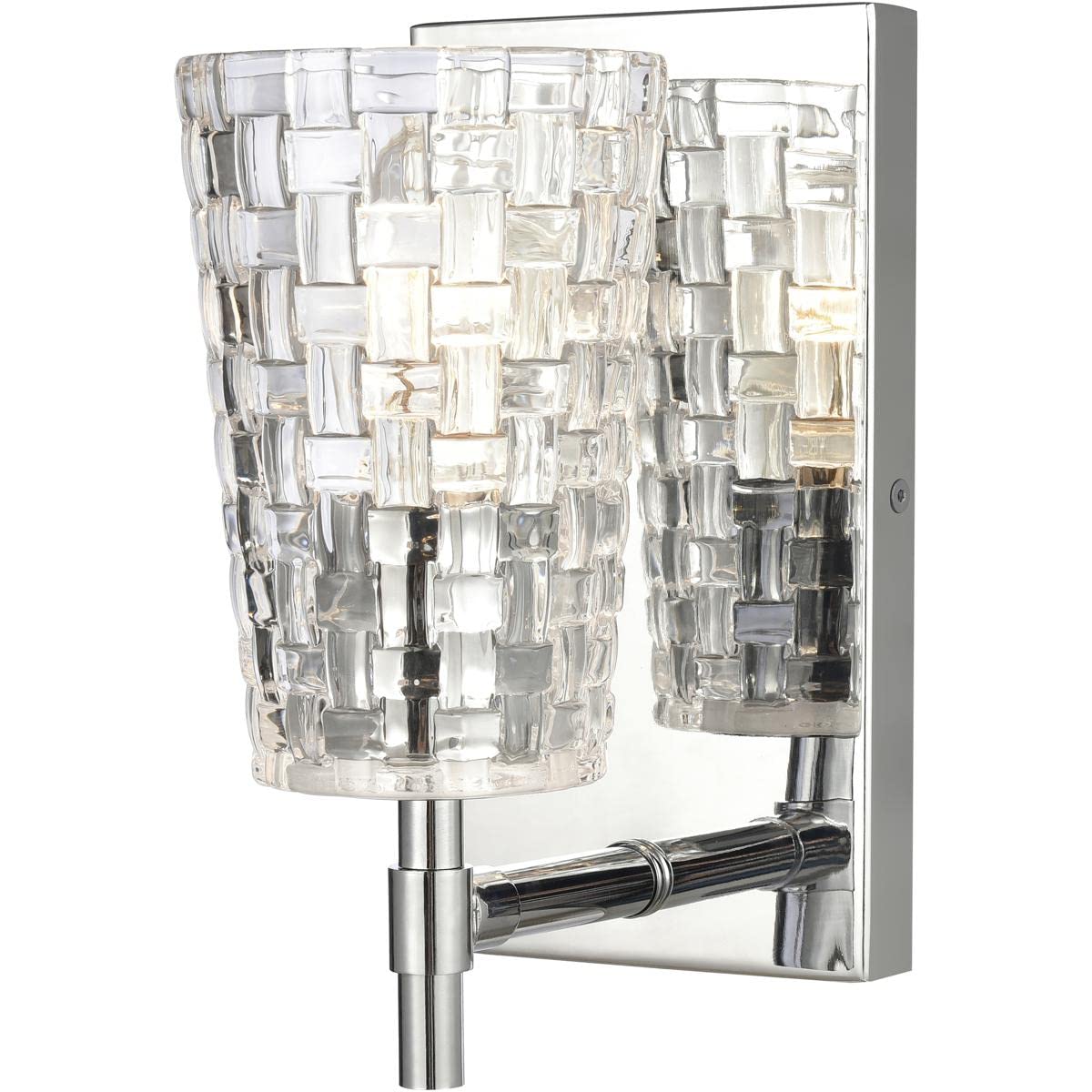 Elk Home 3-Light Lightweave Vanity Light, Polished Nickel With Clear Crystal, Traditional Style