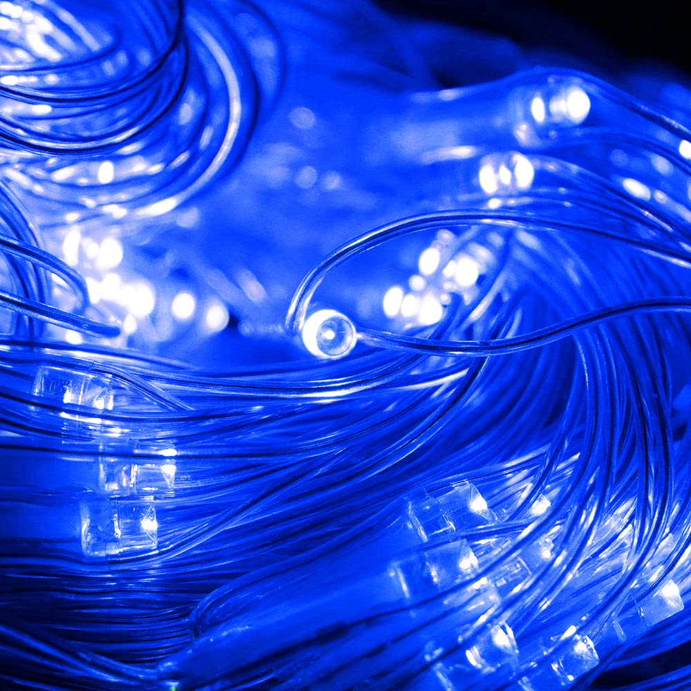 Vicila Net Light Christmas Lights Blue  240Led Timer Tree Mesh Lights Outdoor Plug In Hanging String Lights For Xmas  Halloween  Garden  Walkway  Bushes Decor-9.8Ft X 6.6Ft(Blue)