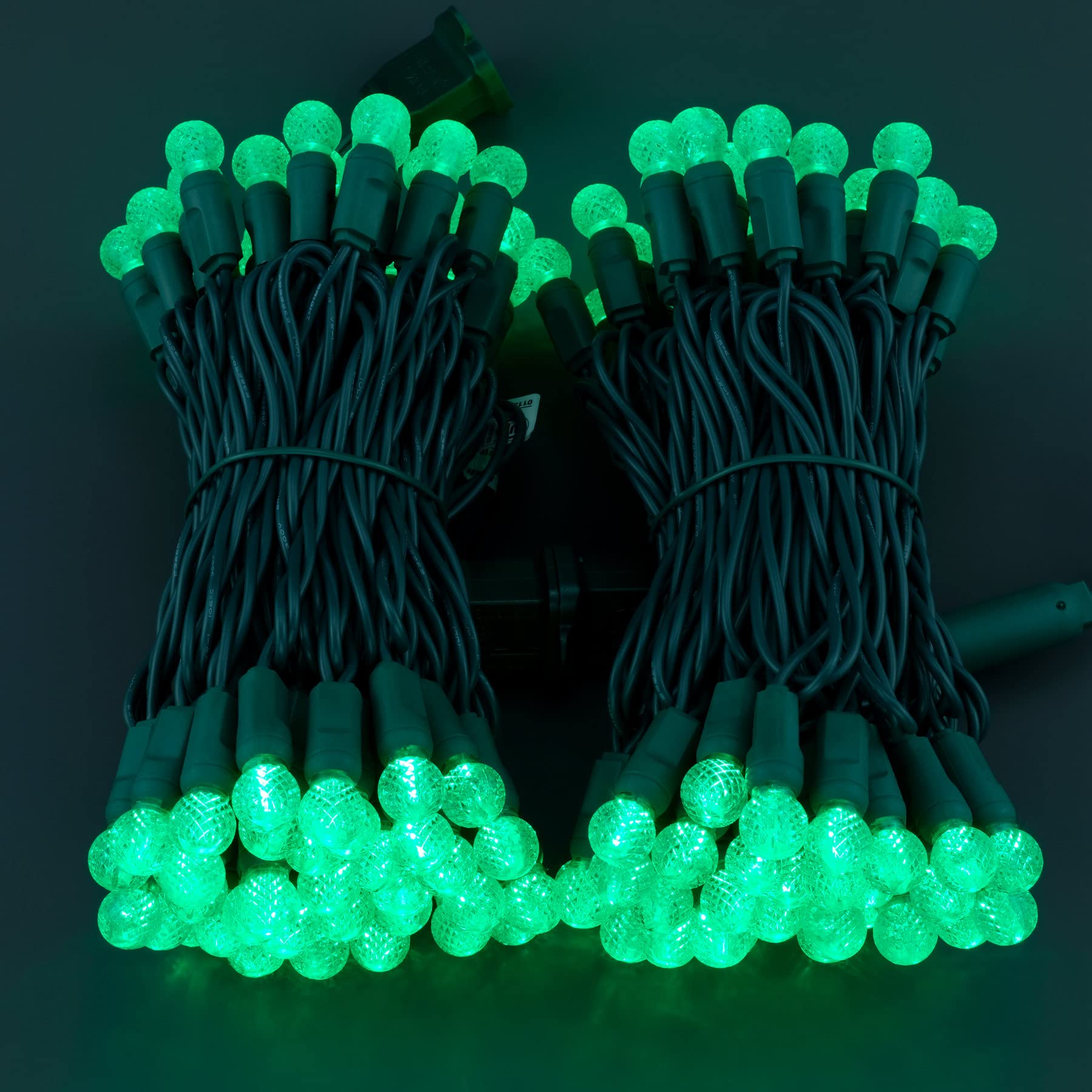 Yuletime Green One-Piece G12 Led Christmas Lights, Total 48 Feet 140 Count 2 Strands 24Ft 70Ct Waterproof Raspberry String Light